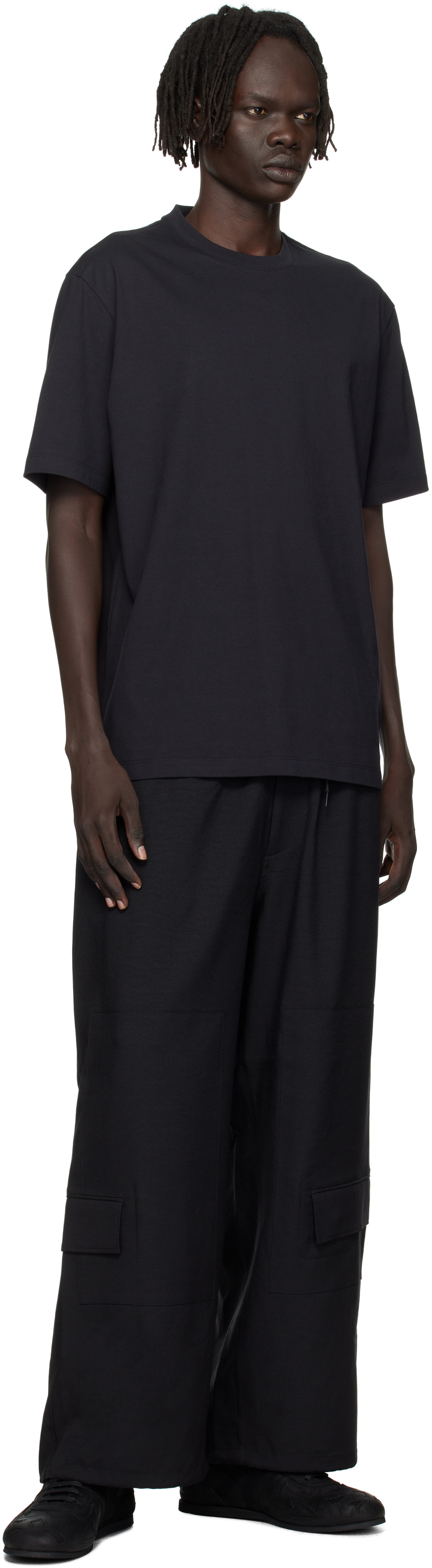 Y-3 Short-sleeve Cotton T-shirt With Bold Graphic Back In Black