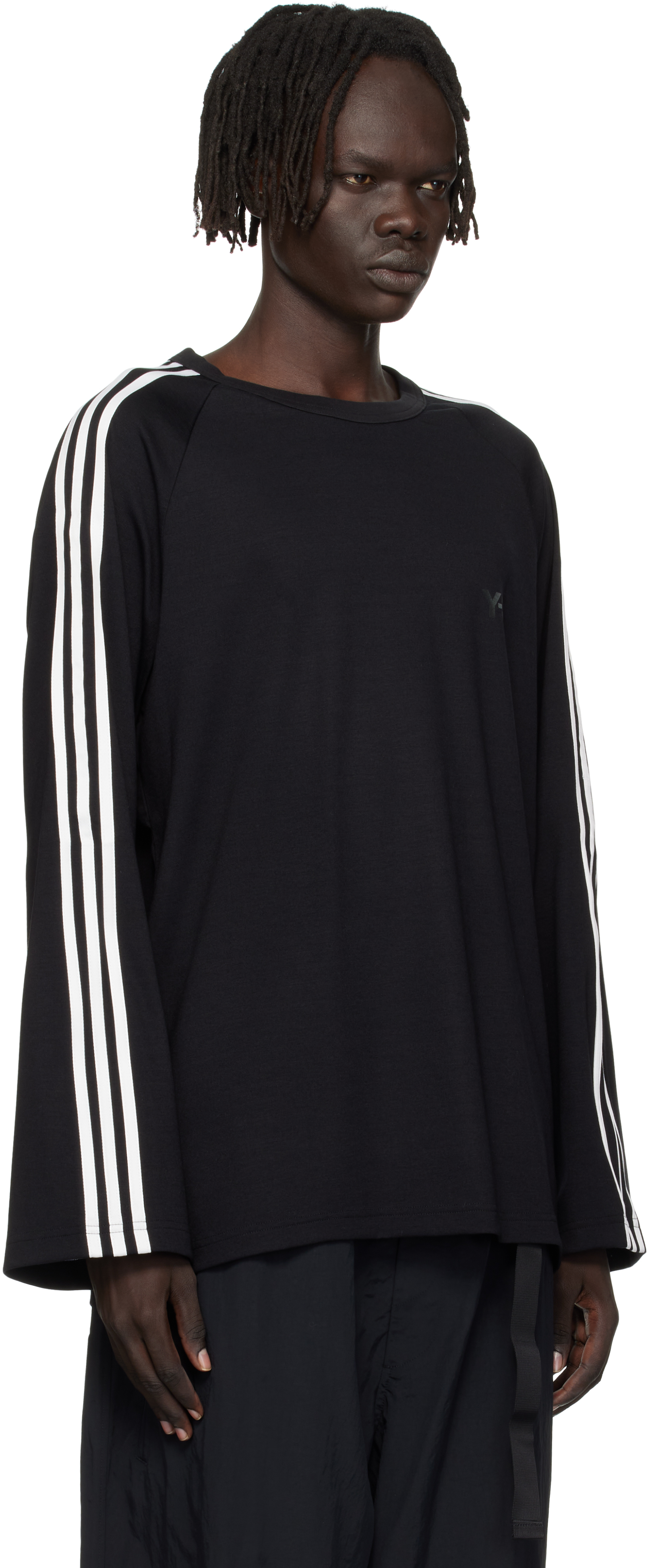 Y-3 Three-stripe Long-sleeve T-shirt In Black
