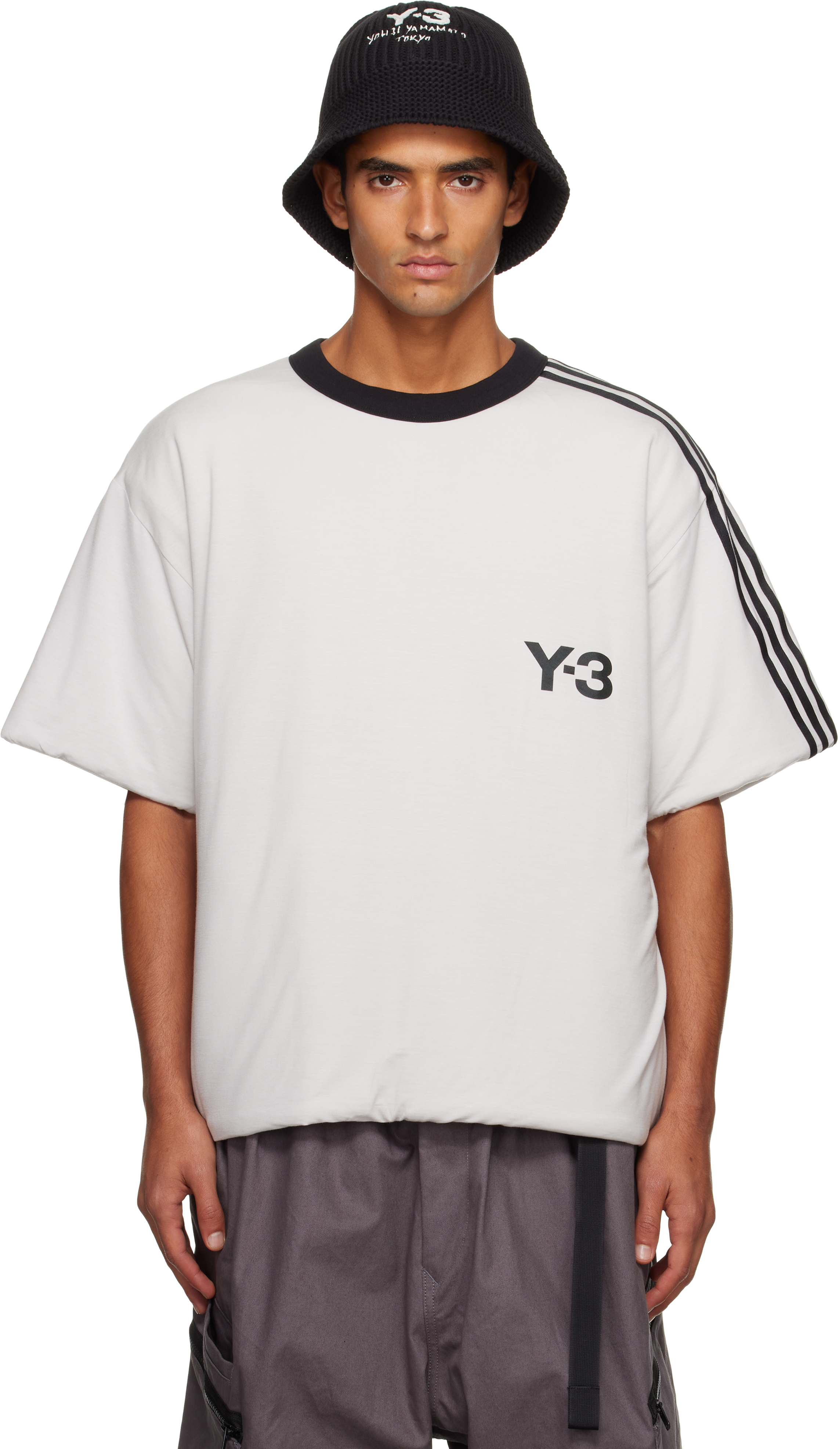 Y-3 White Padded 3 Stripes T-shirt In Multi