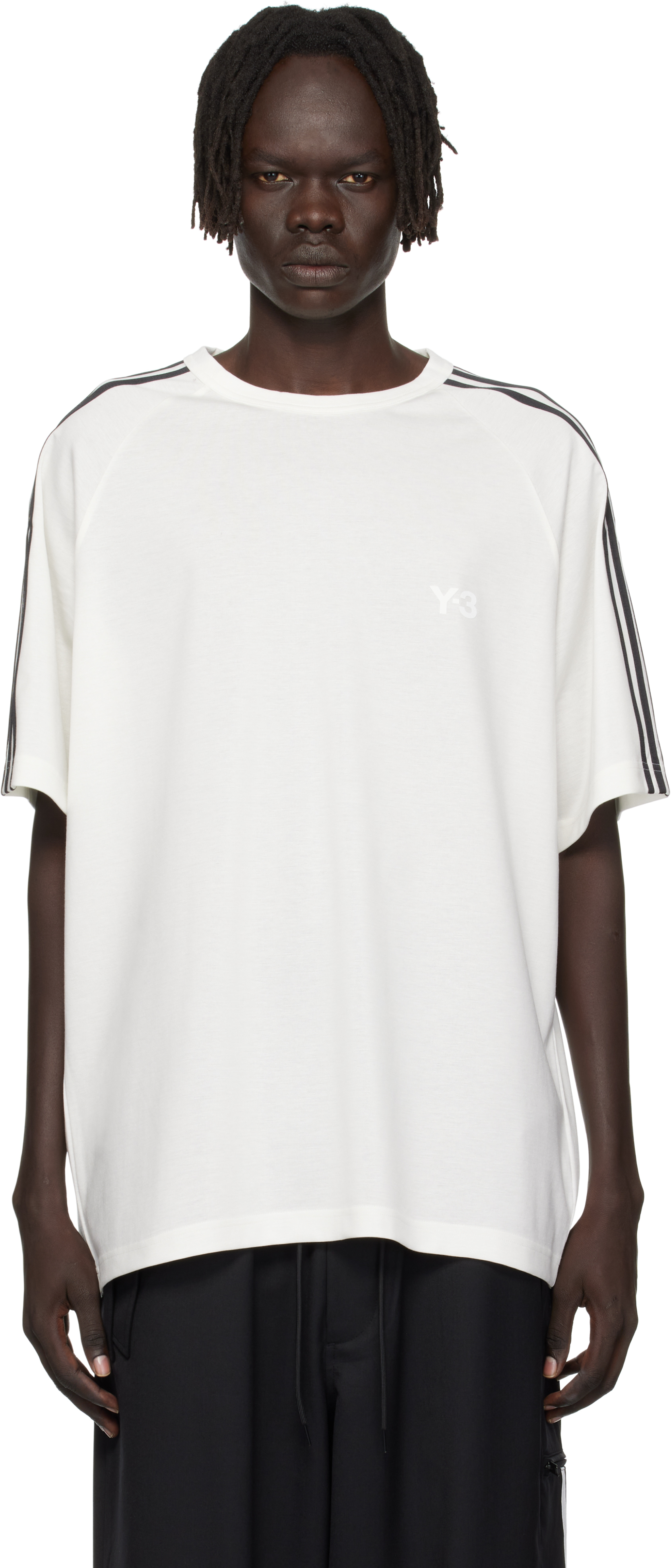 White Short Sleeve 3-Stripes T-shirt by Y-3 on Sale