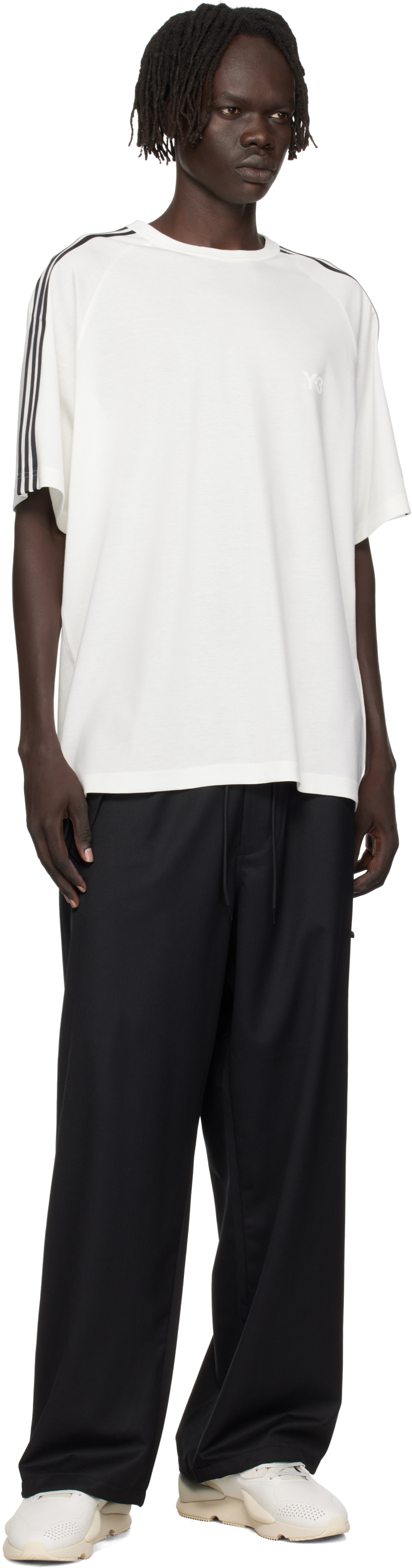 Y-3 White Short Sleeve 3-stripes T-shirt In White