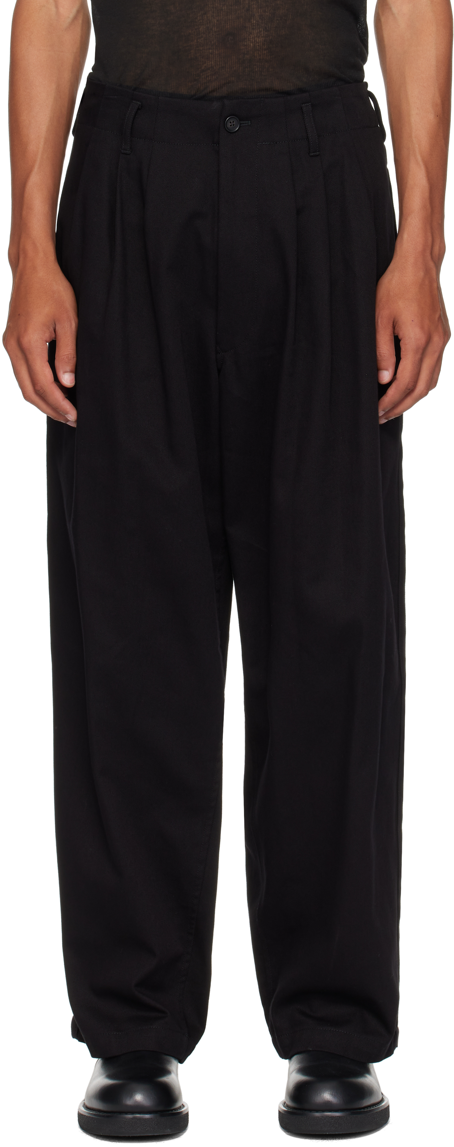 Y's For Men: Black Katsuragi Side Tape Trousers | SSENSE Canada