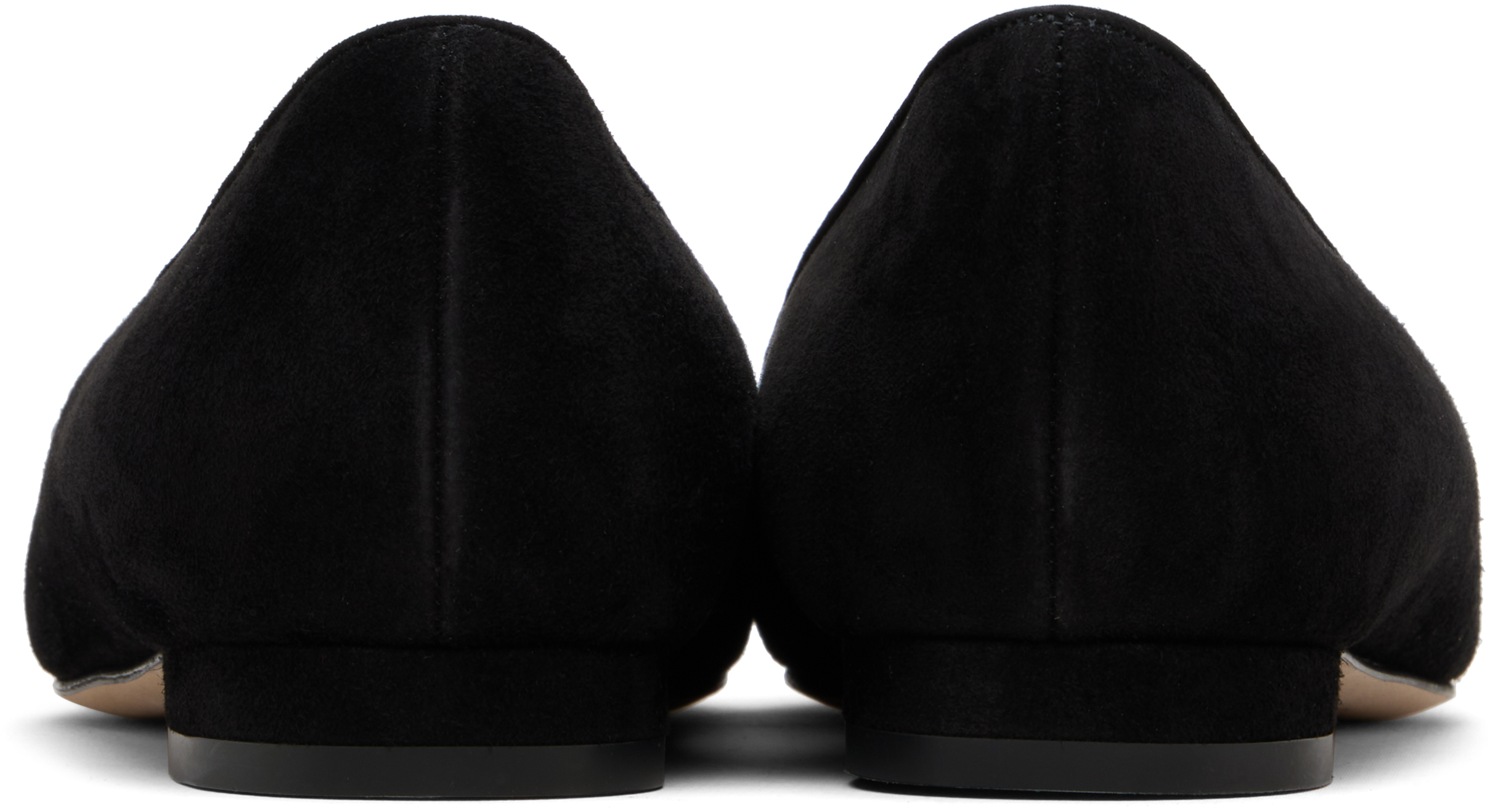 Manolo Blahnik Maysale Suede Buckle Ballerina Flats In Black