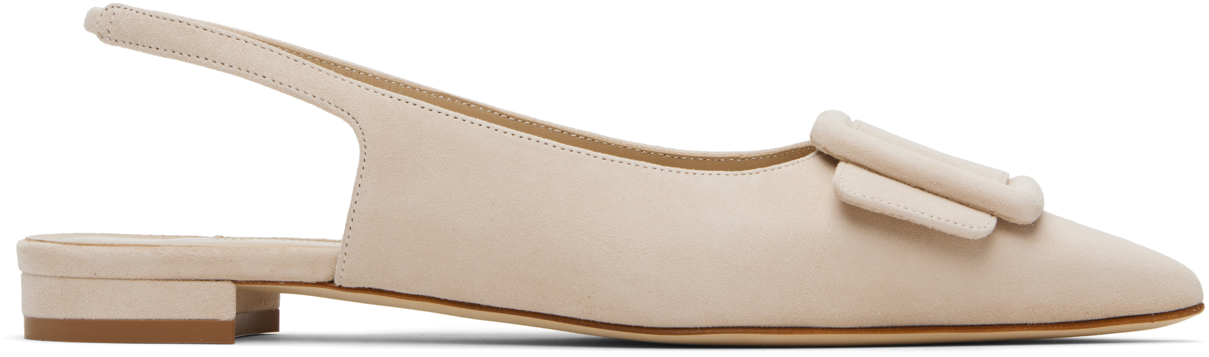 Manolo Blahnik Maylura Suede Slingback Ballerina Flats In Neutral