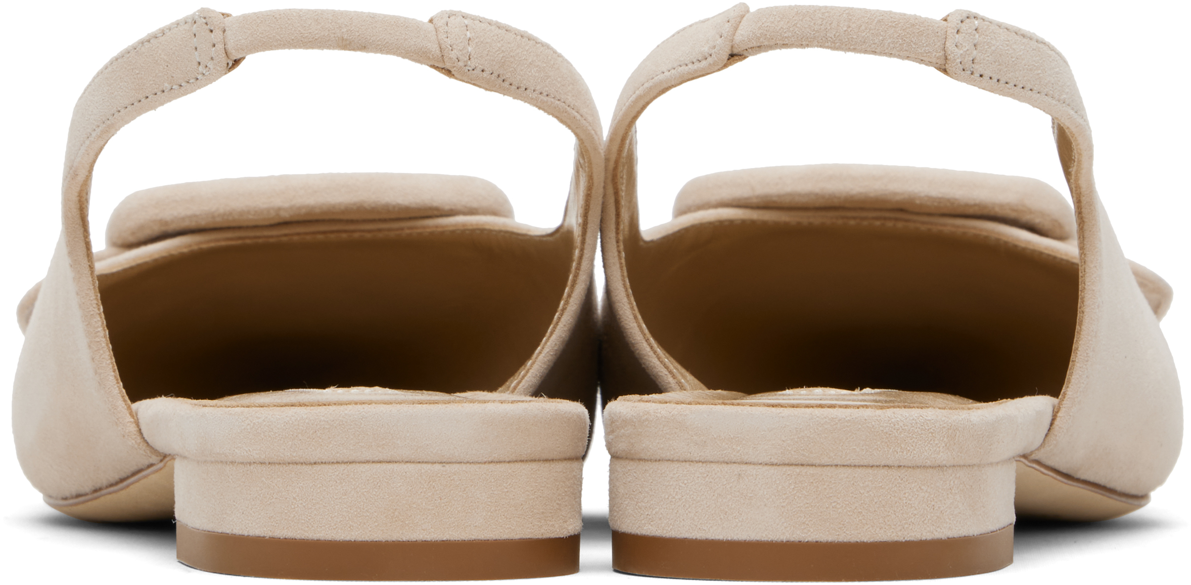 Manolo Blahnik Maylura Suede Slingback Ballerina Flats In Neutral