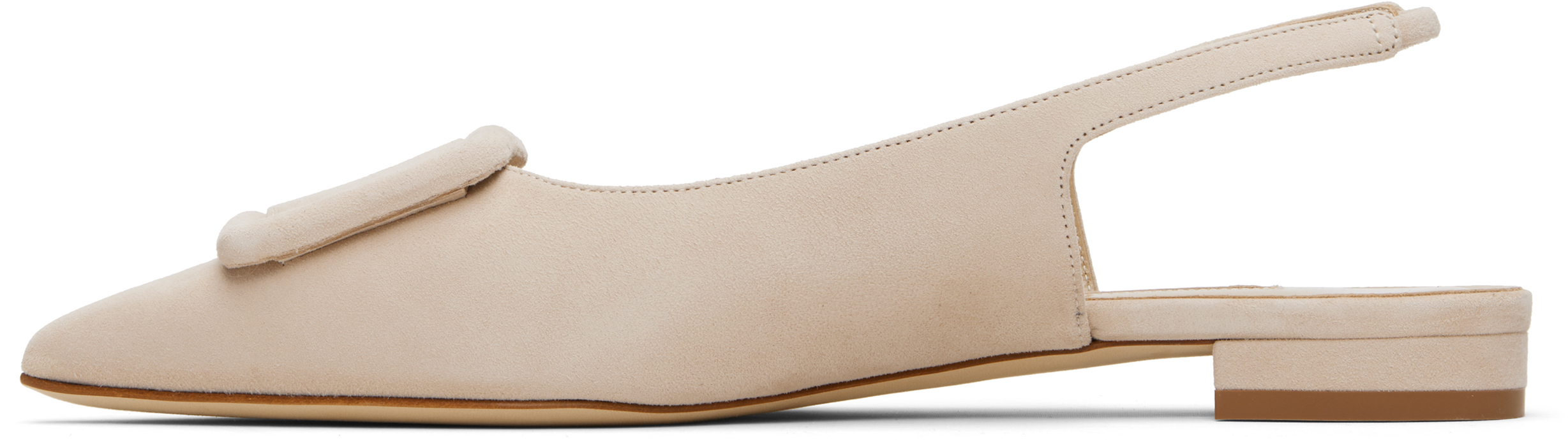 Manolo Blahnik Maylura Suede Slingback Ballerina Flats In Neutral