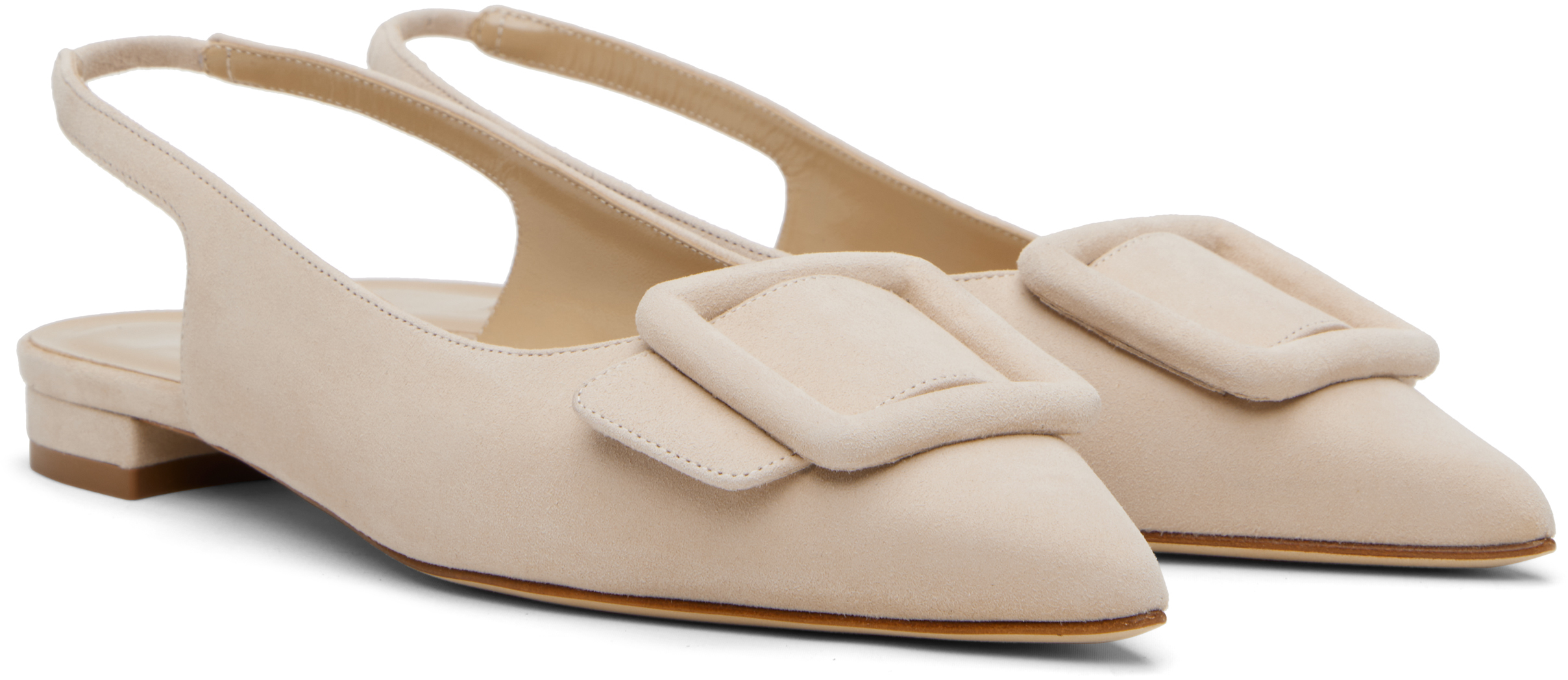 Manolo Blahnik Maylura Suede Slingback Ballerina Flats In Neutral