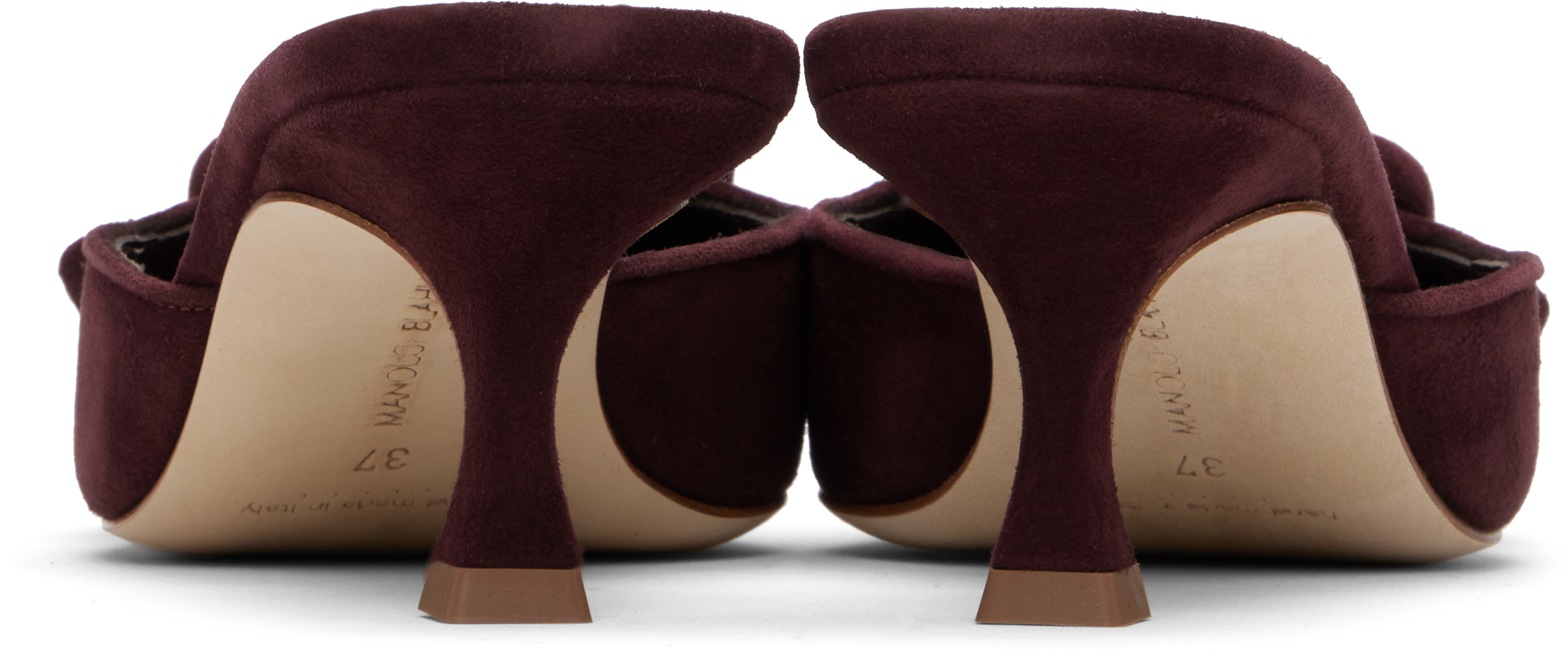 Manolo Blahnik Dark Maysale 50 Suede Mules