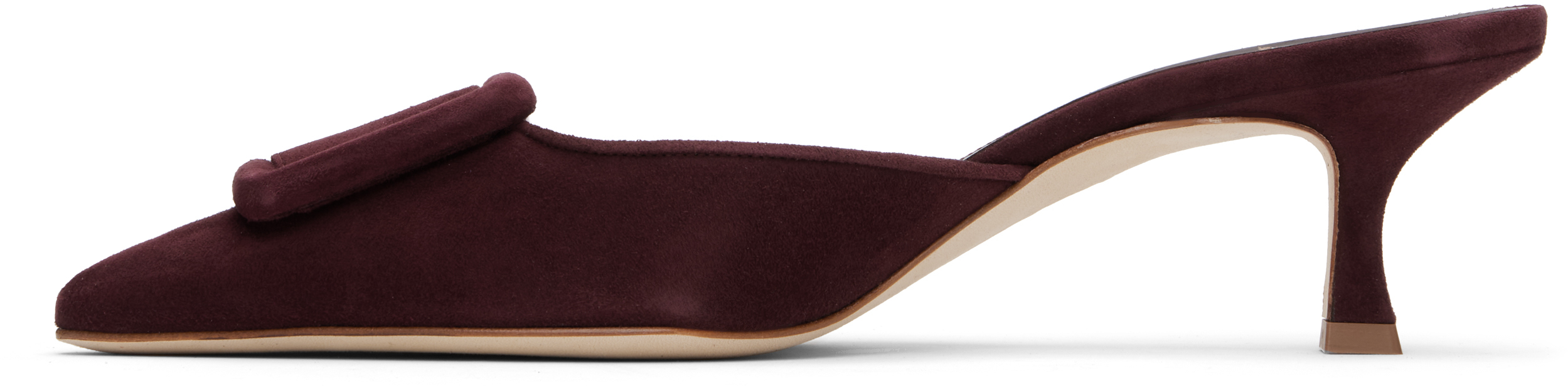 Manolo Blahnik Dark Maysale 50 Suede Mules