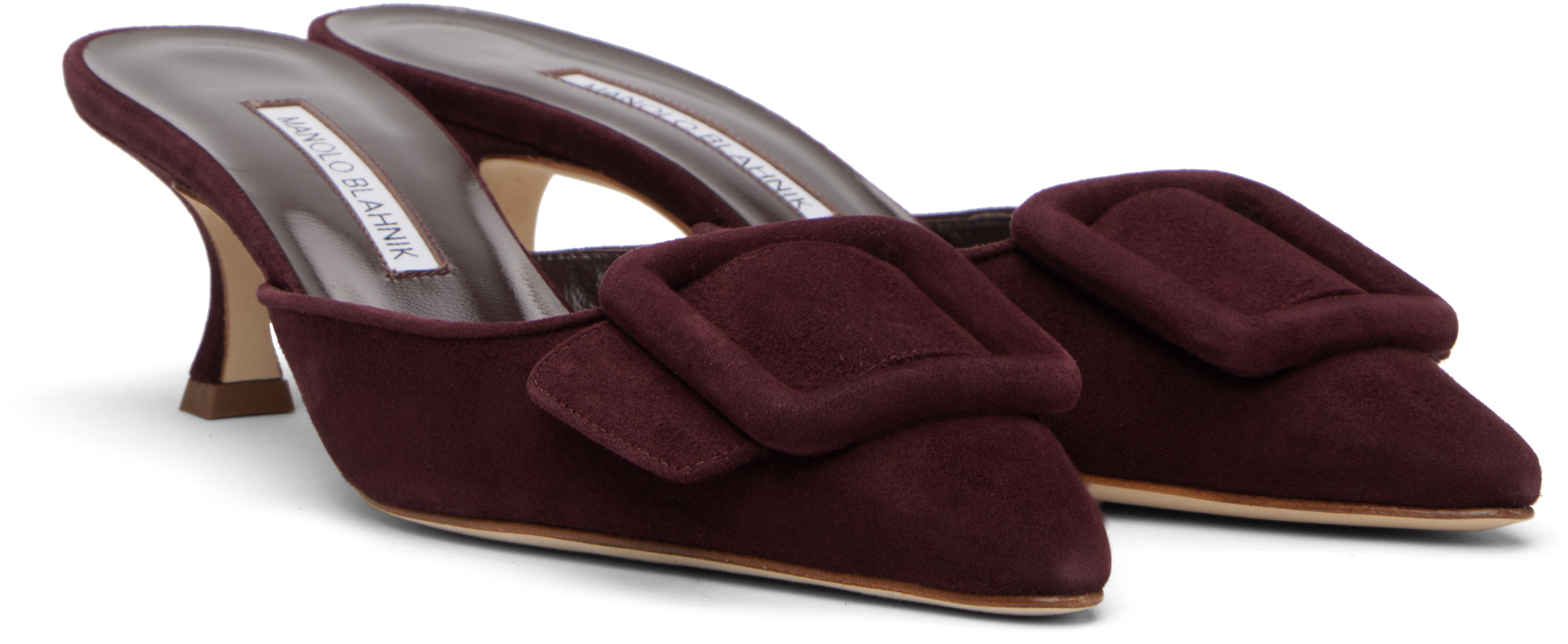 Manolo Blahnik Dark Maysale 50 Suede Mules