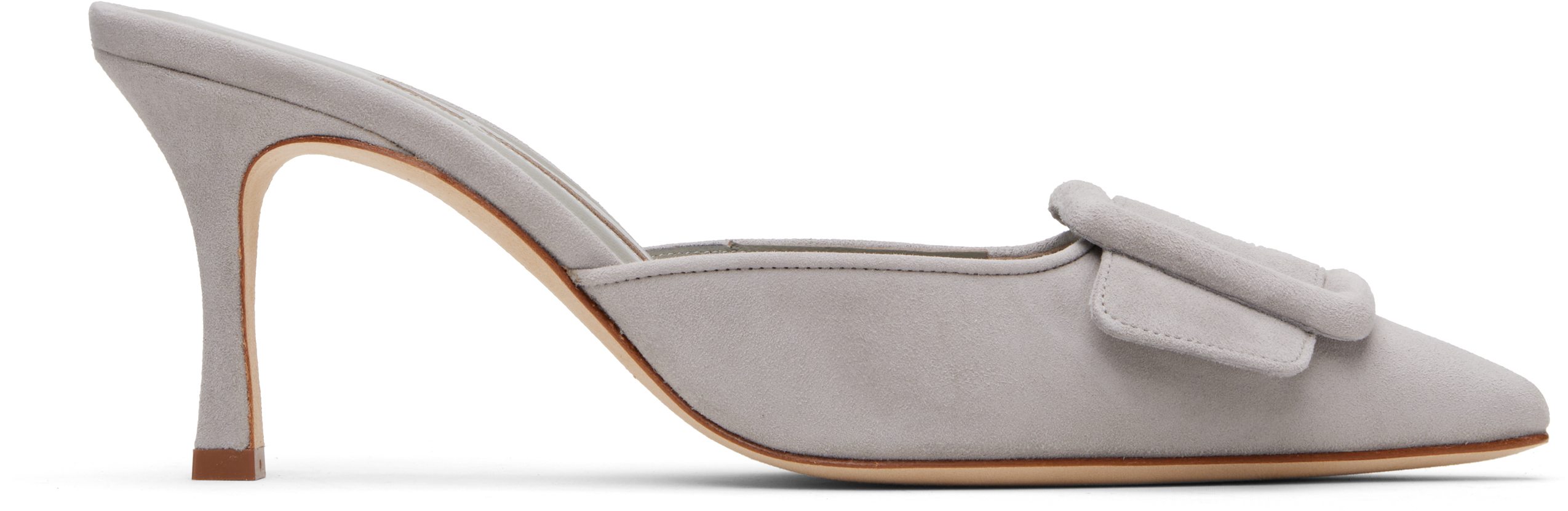 Manolo Blahnik: Gray Maysale 70 Heeled Sandals | SSENSE