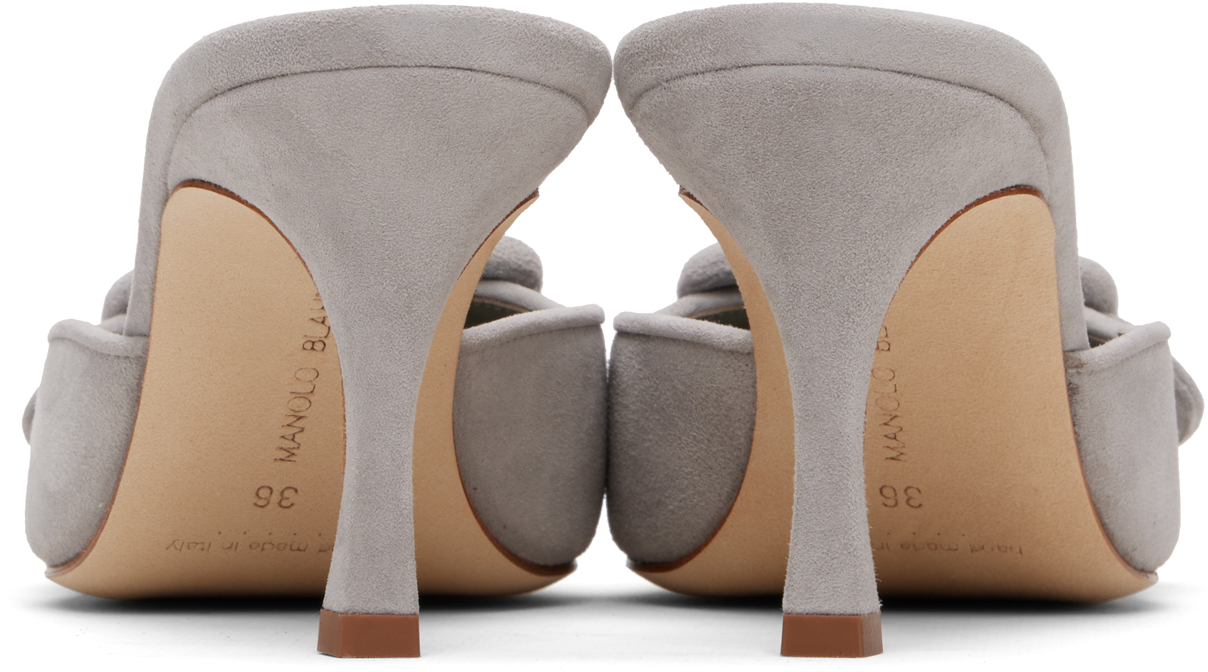 Manolo Blahnik Maysale Suede Mules In Gray