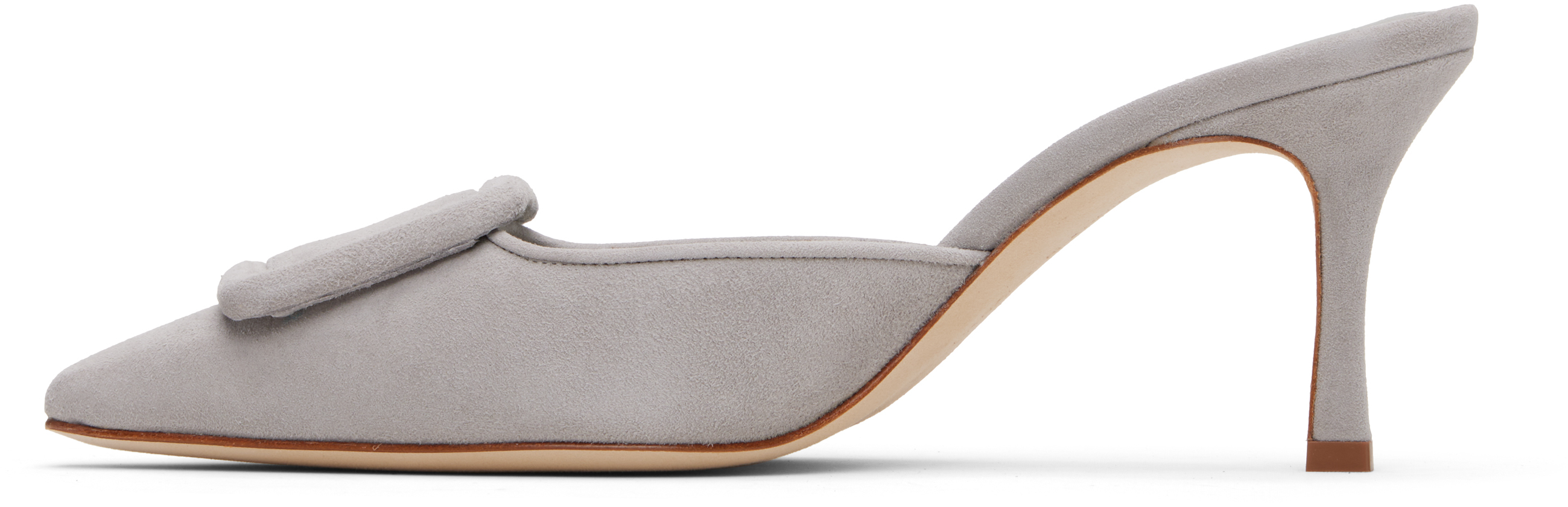 Manolo Blahnik Maysale Suede Mules In Gray