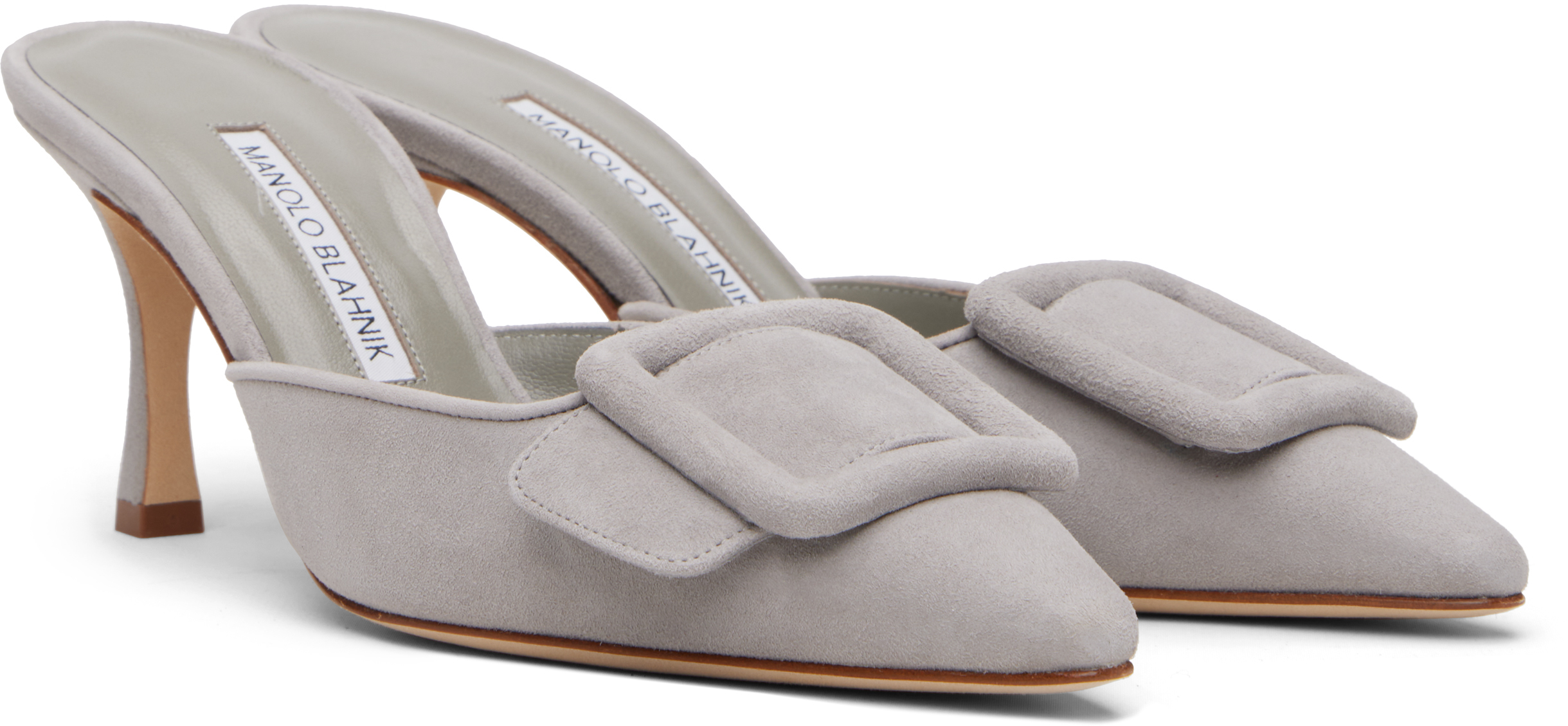 Manolo Blahnik Maysale Suede Mules In Gray