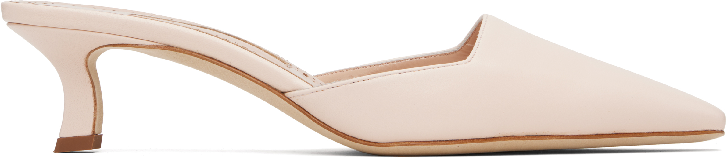 Manolo Blahnik Pink Moiramu Mules In Nude