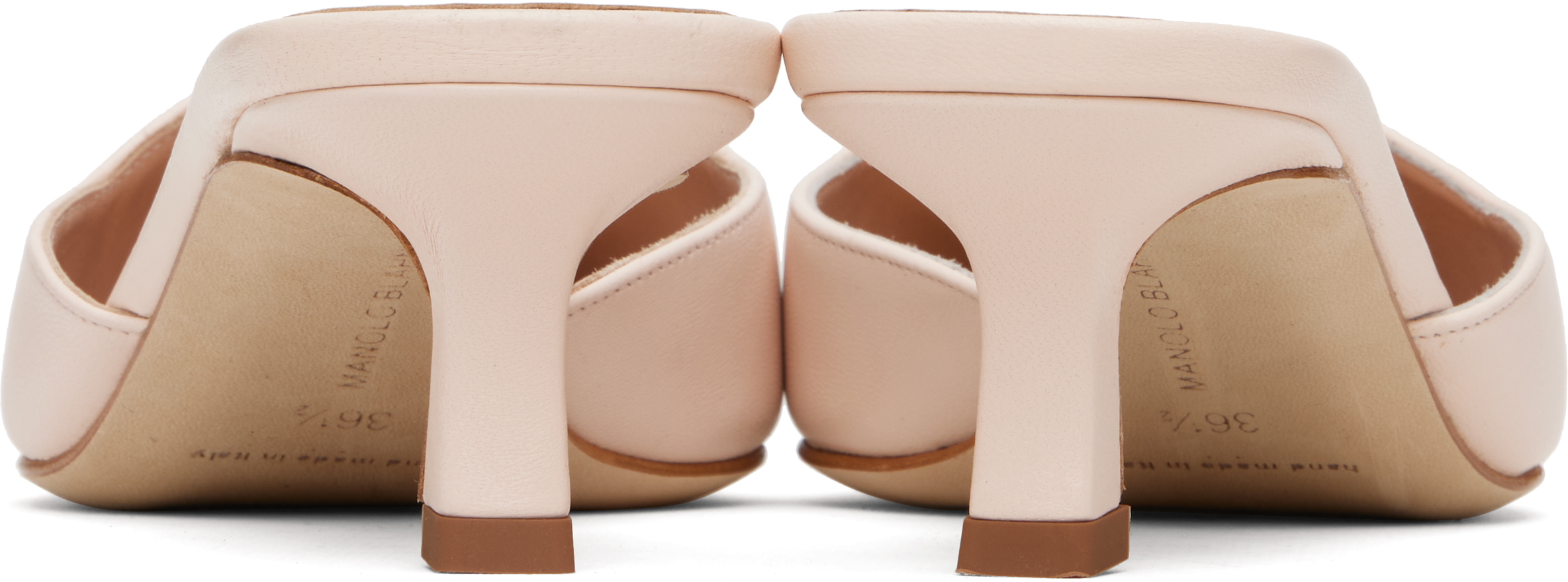 Manolo Blahnik Pink Moiramu Mules In Nude