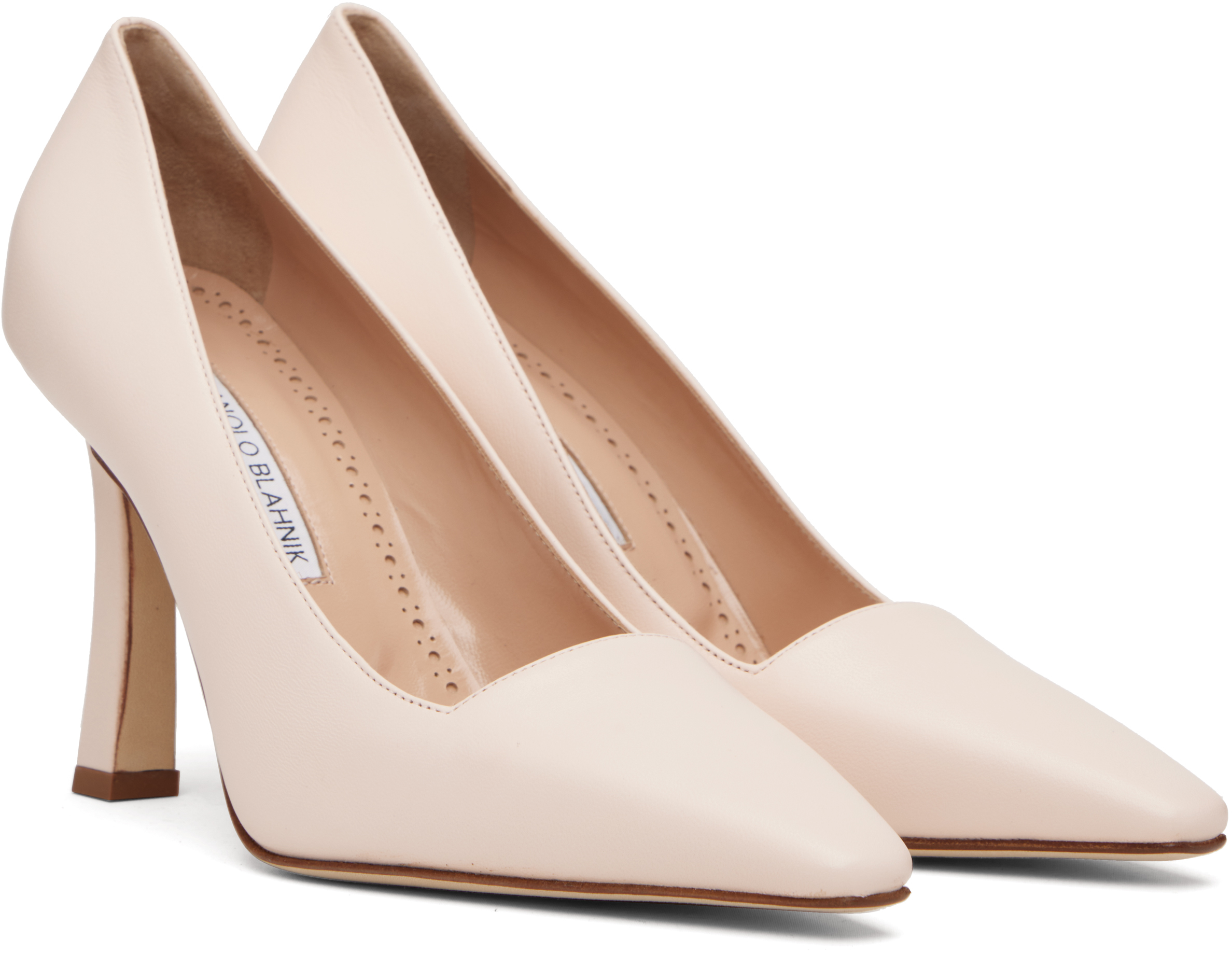 Manolo Blahnik Pink Moira Heels In Nude