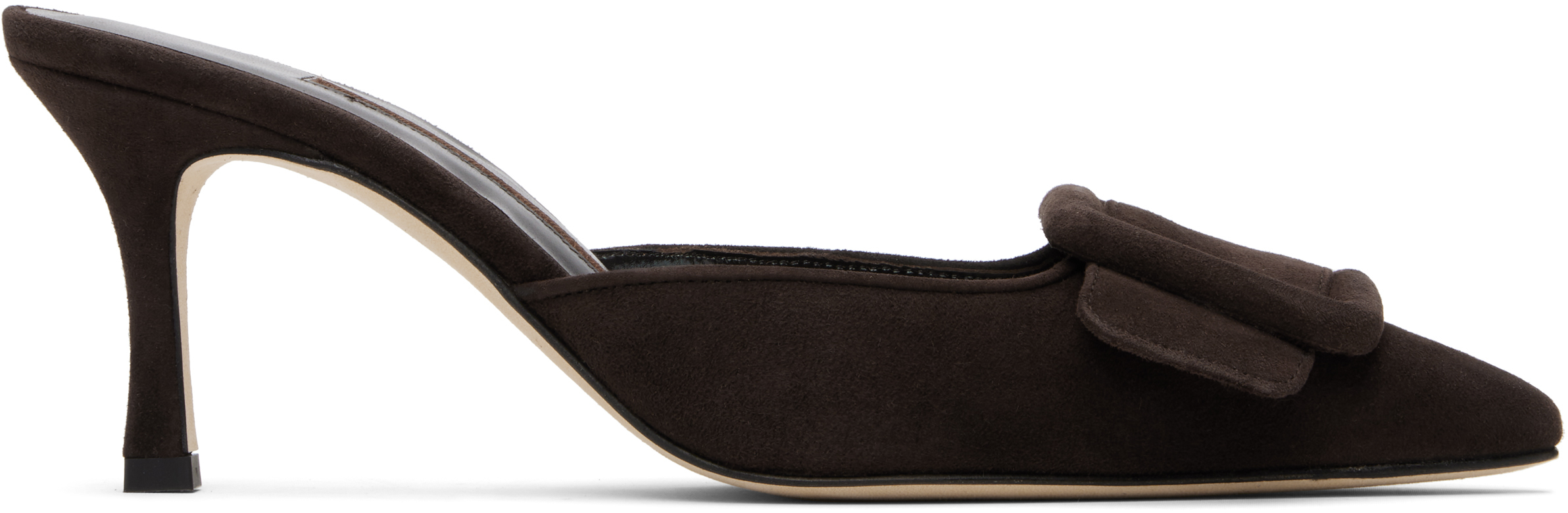 Manolo Blahnik Brown Maysale 70 Heeled Sandals In Black