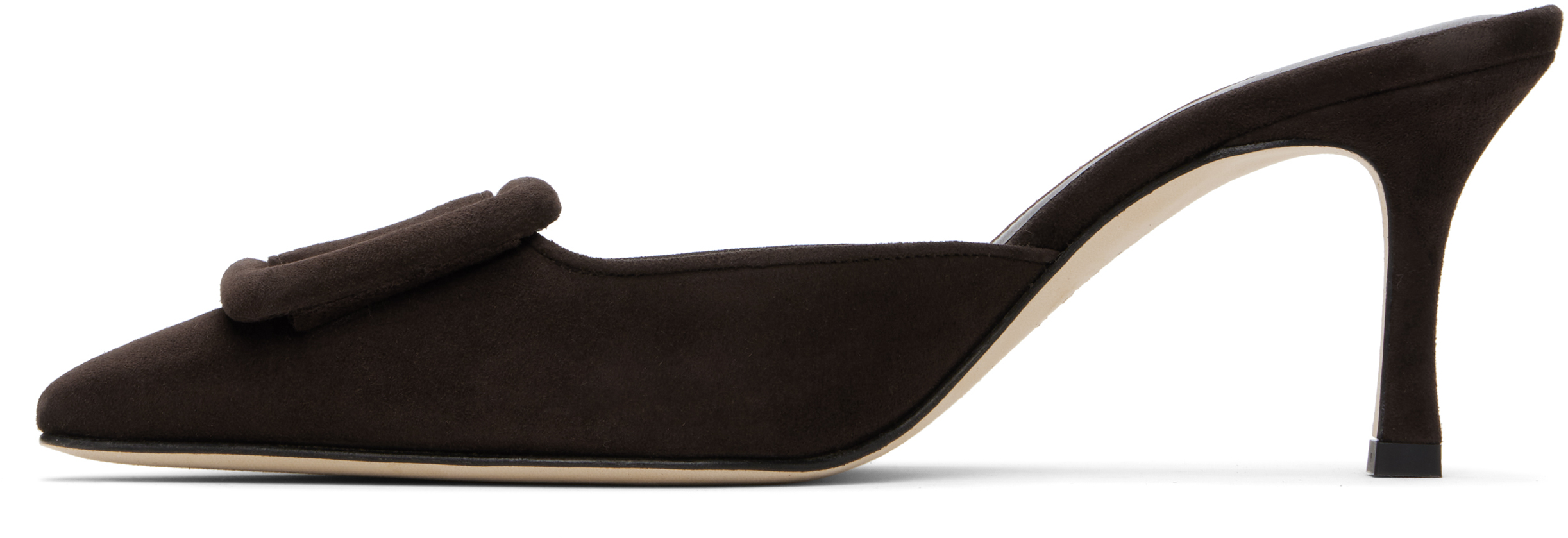 Manolo Blahnik Brown Maysale 70 Heeled Sandals In Black