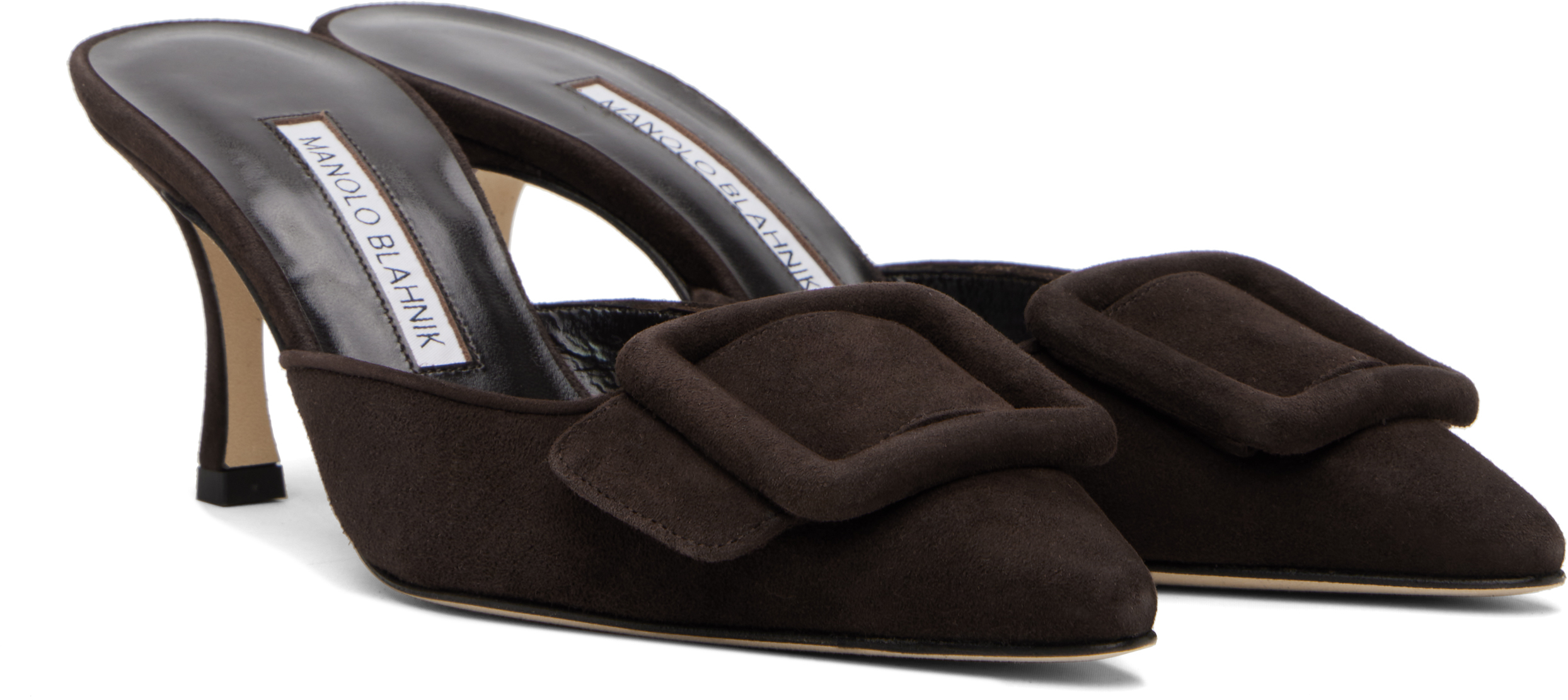 Manolo Blahnik Brown Maysale 70 Heeled Sandals In Black