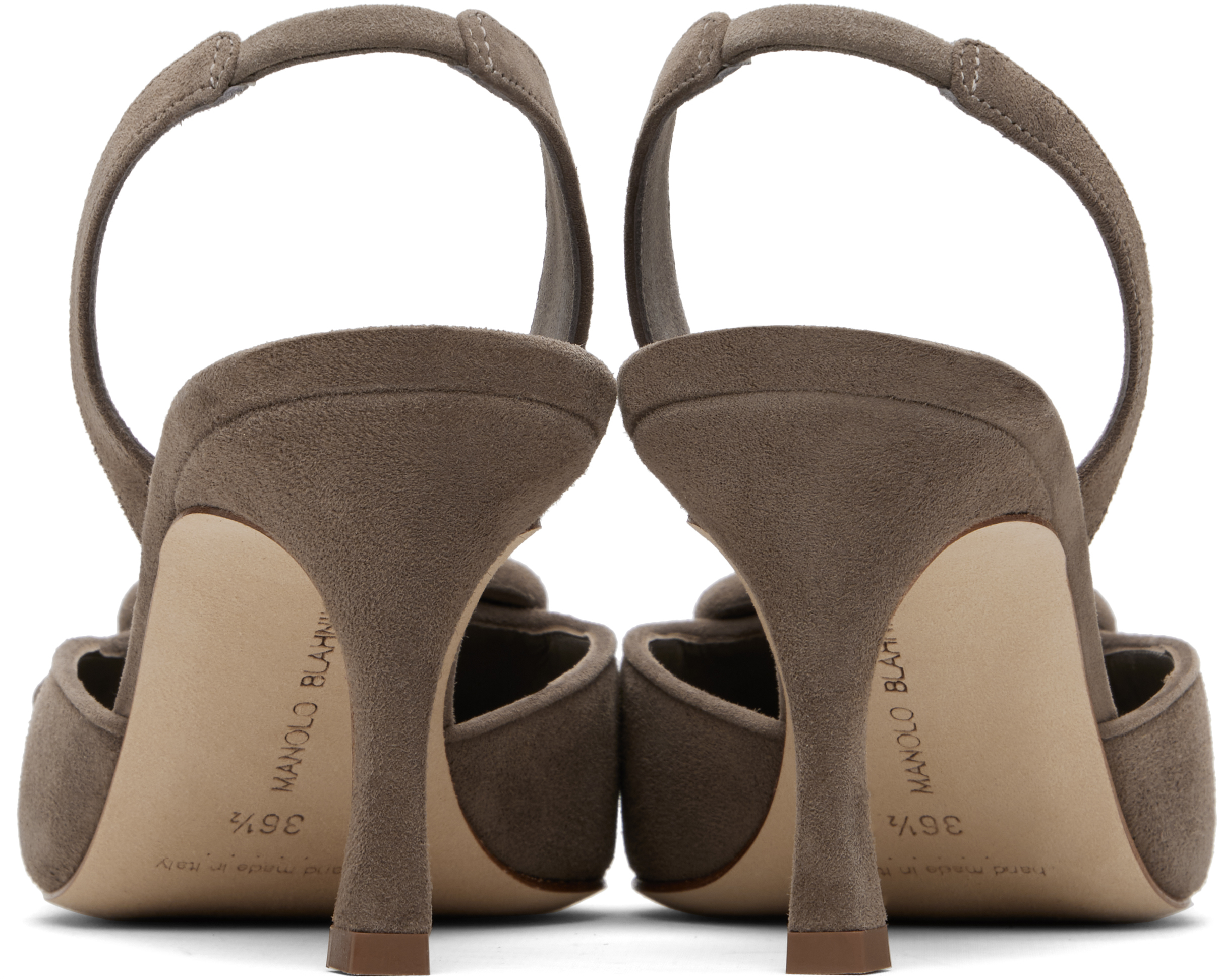 Manolo Blahnik 70mm Maysli Suede Slingback Pumps In Brown