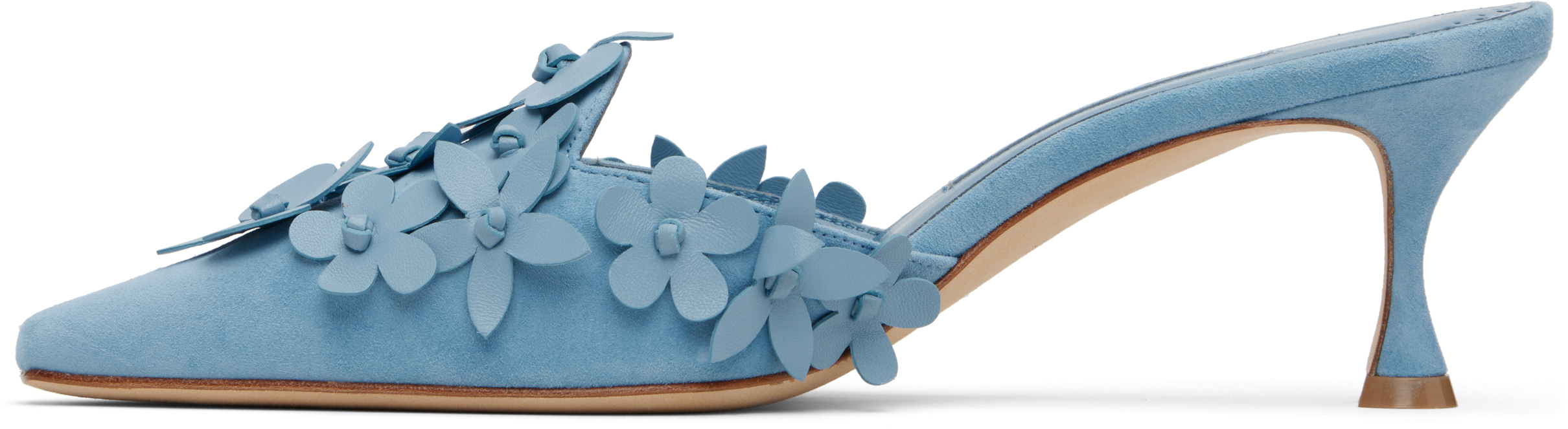 Manolo Blahnik Blue Harnes Mules In Blue