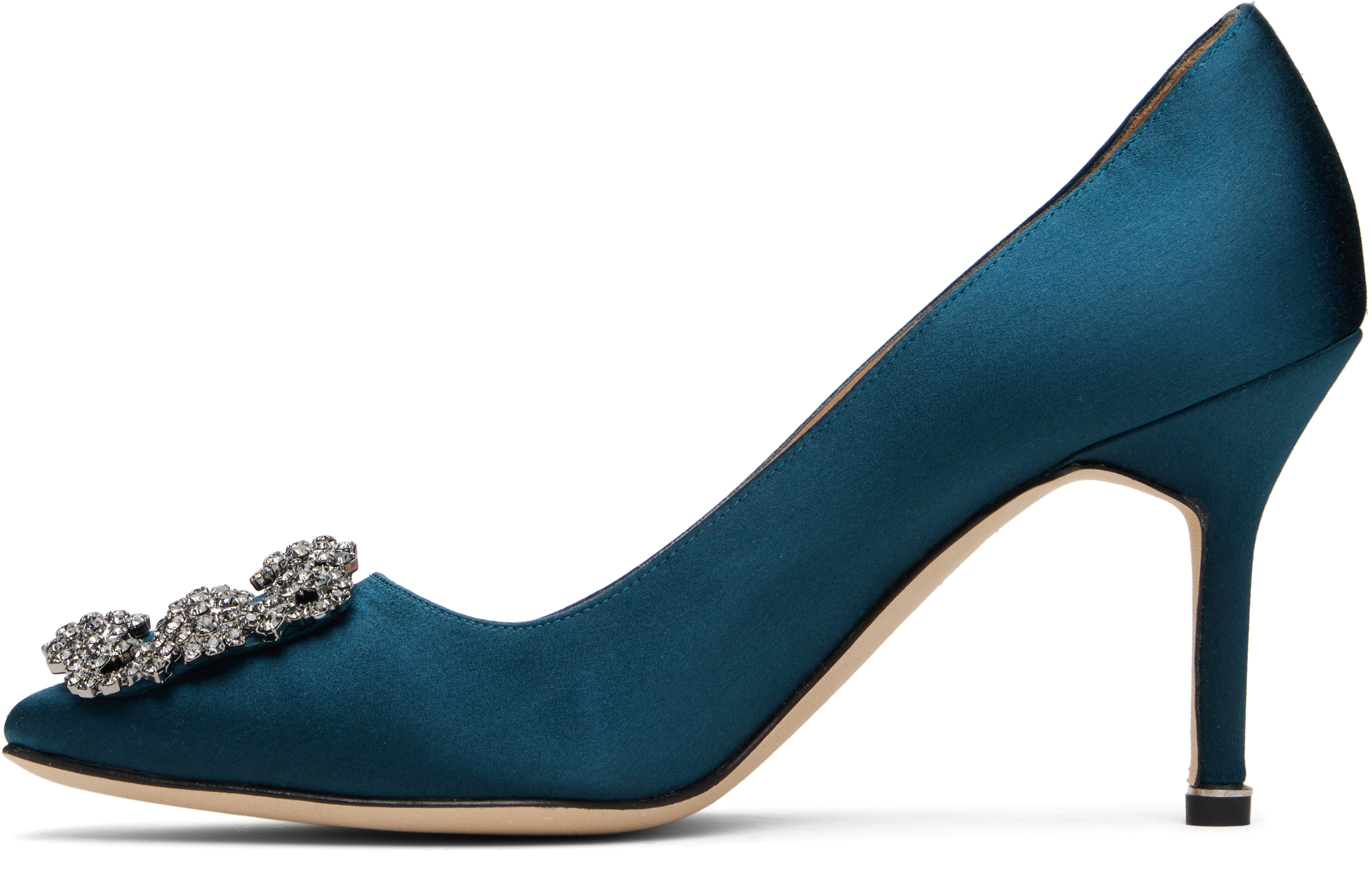 Manolo Blahnik Navy Hangisi 90 Heels In Blue