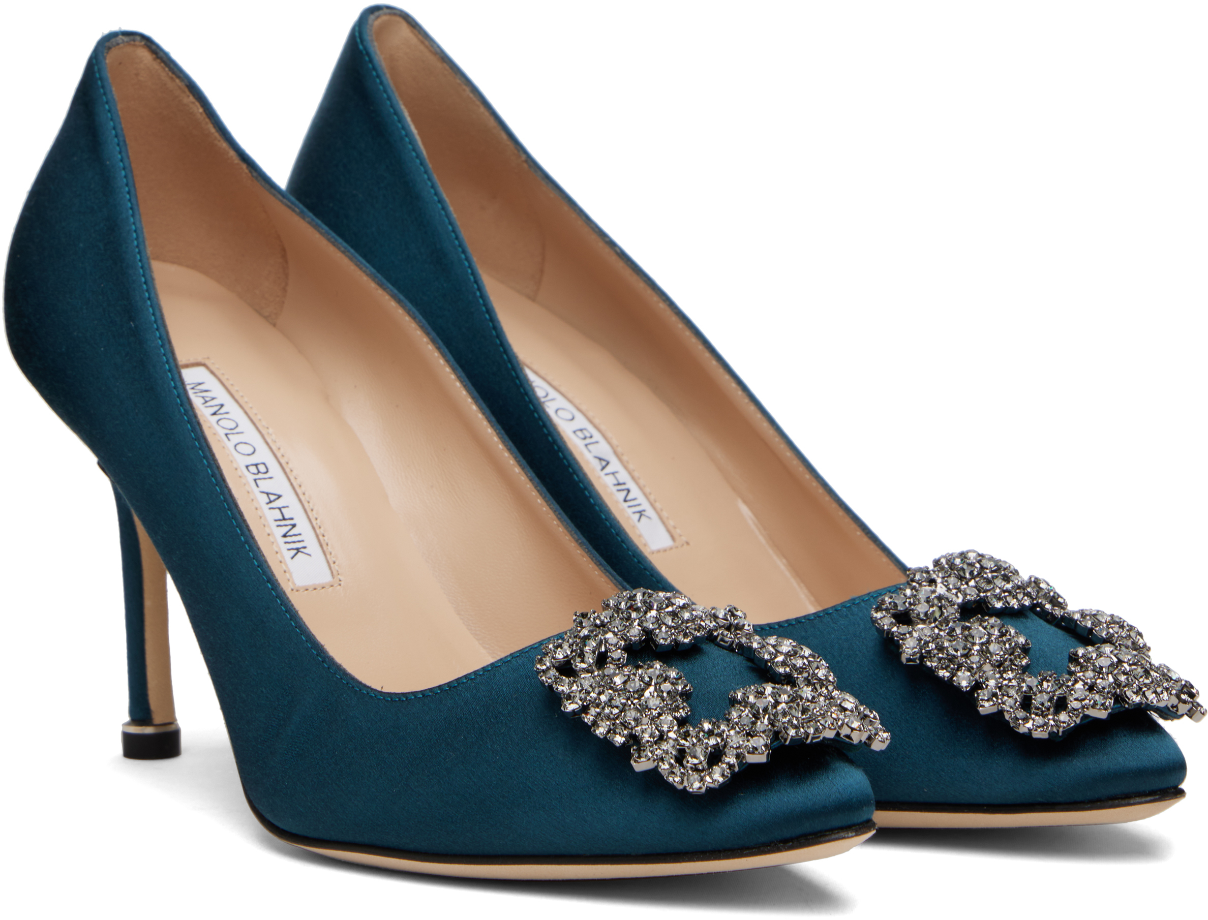 Manolo Blahnik Navy Hangisi 90 Heels In Blue