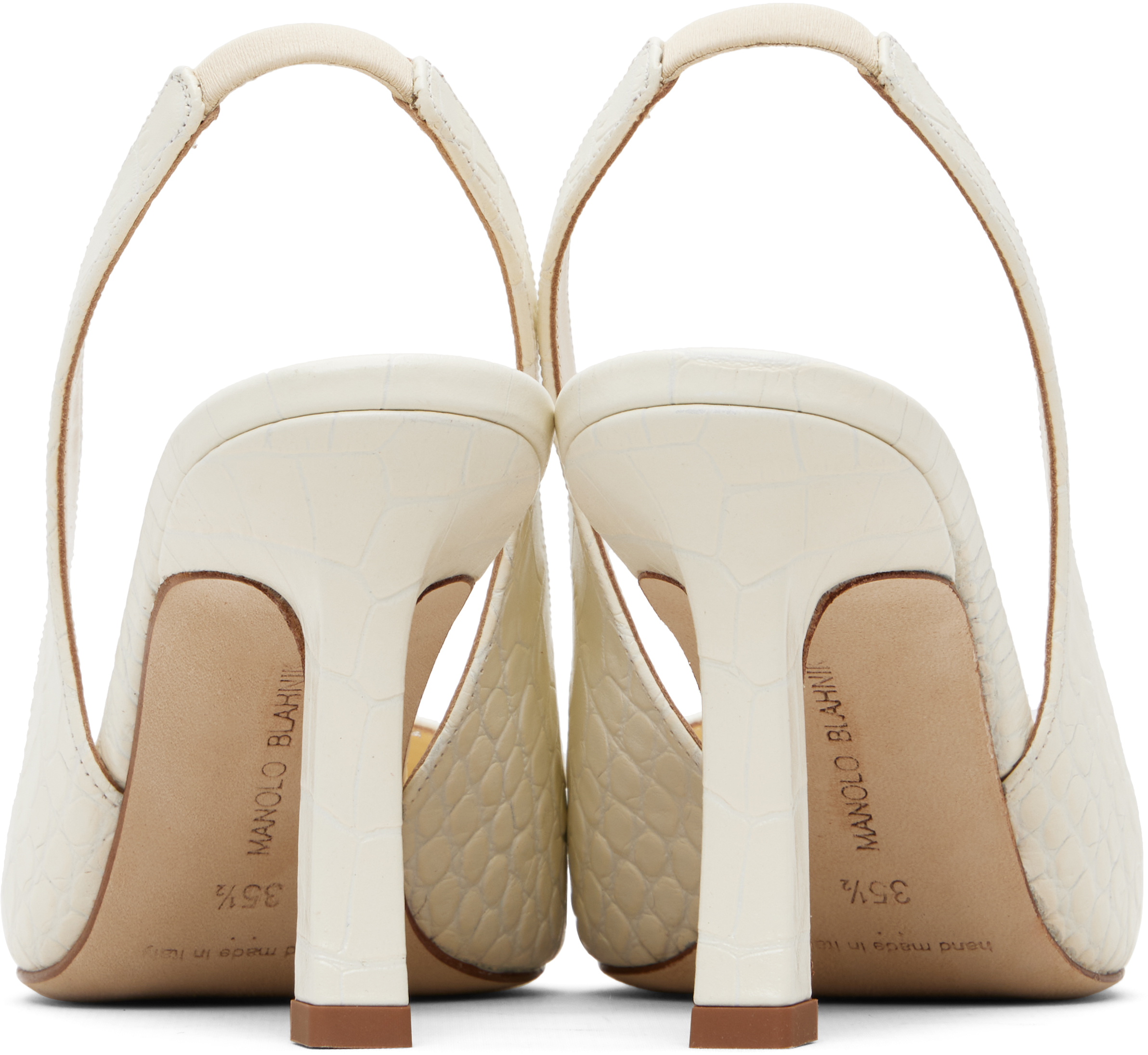 Manolo Blahnik Off-white Moirasli Heels In White