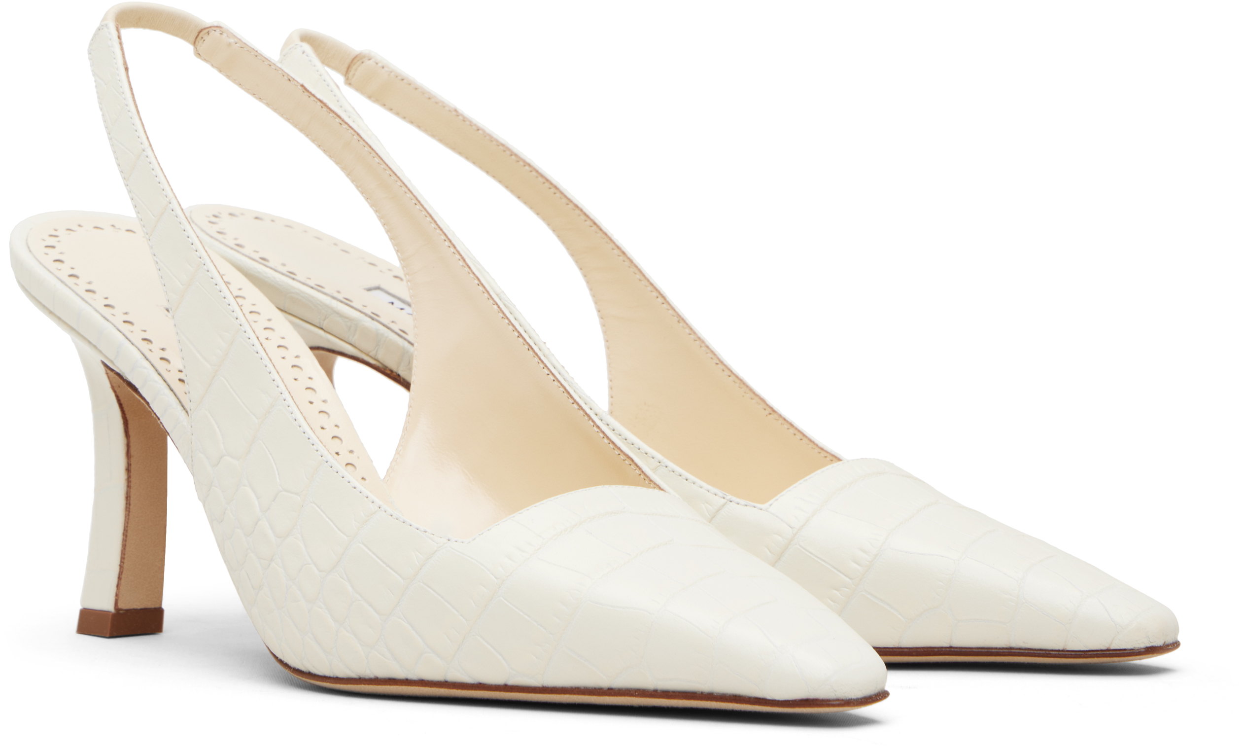 Manolo Blahnik Off-white Moirasli Heels In White