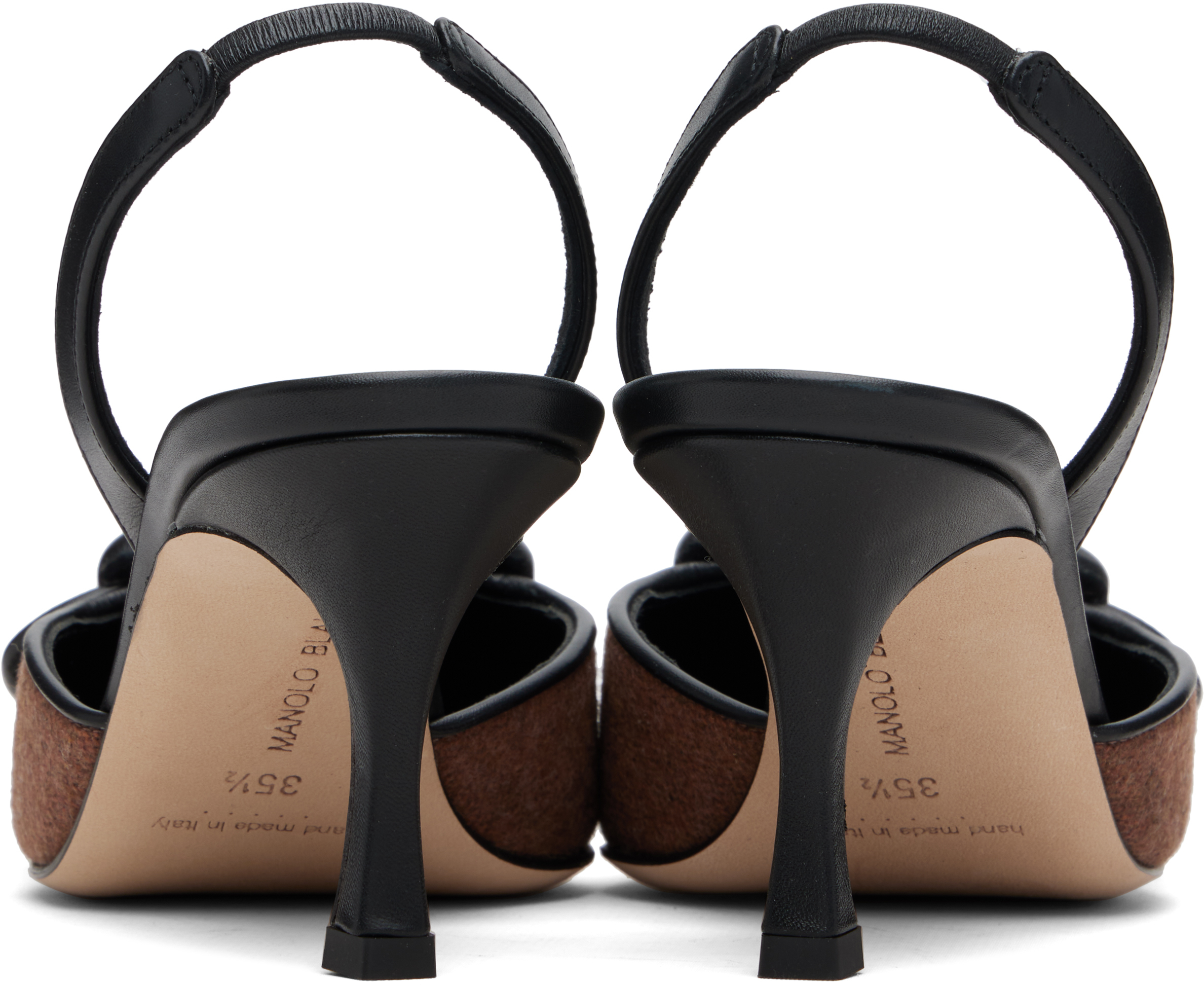 Manolo Blahnik Brown & Black Mayslibi Heels