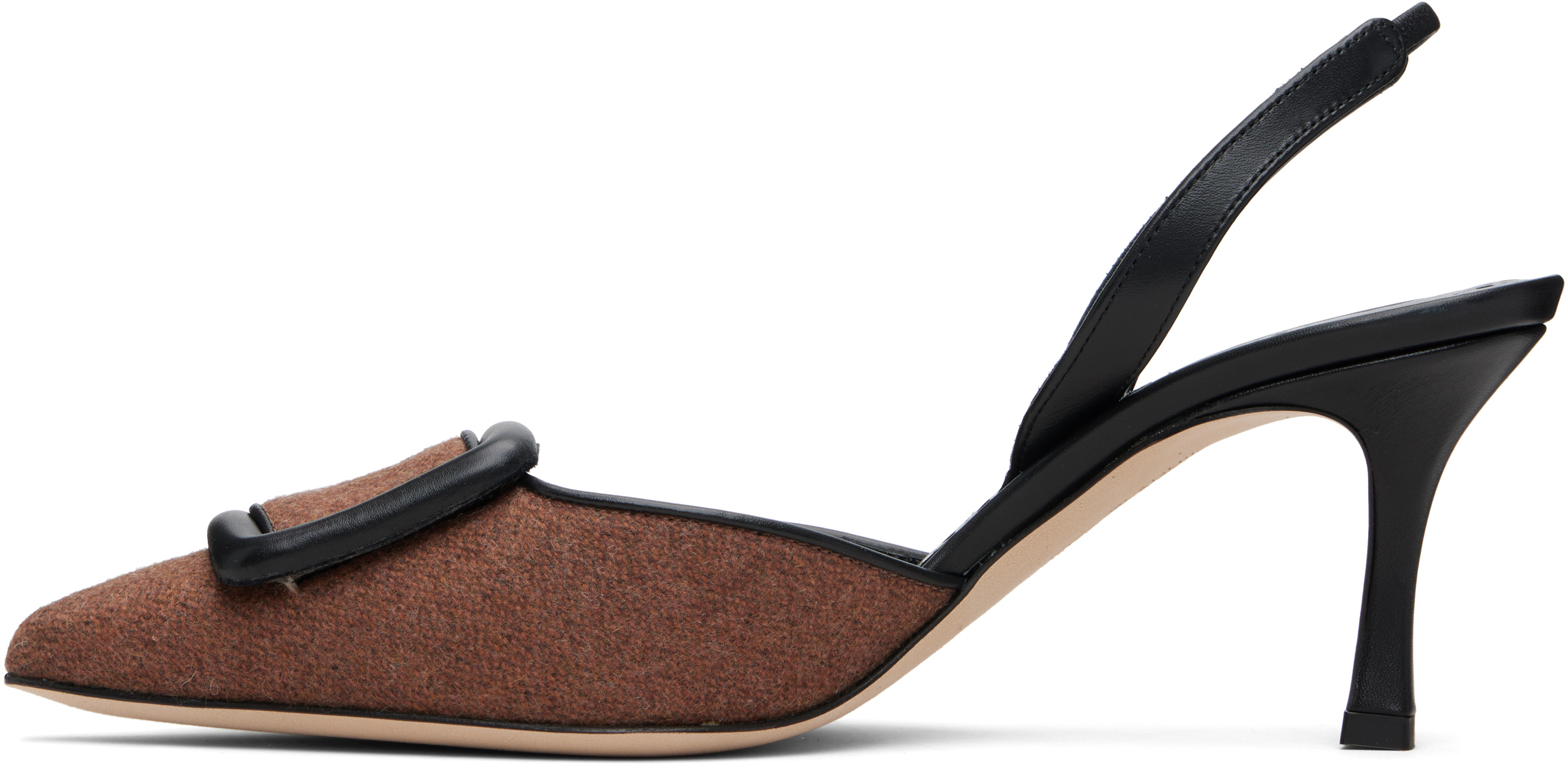 Manolo Blahnik Brown & Black Mayslibi Heels