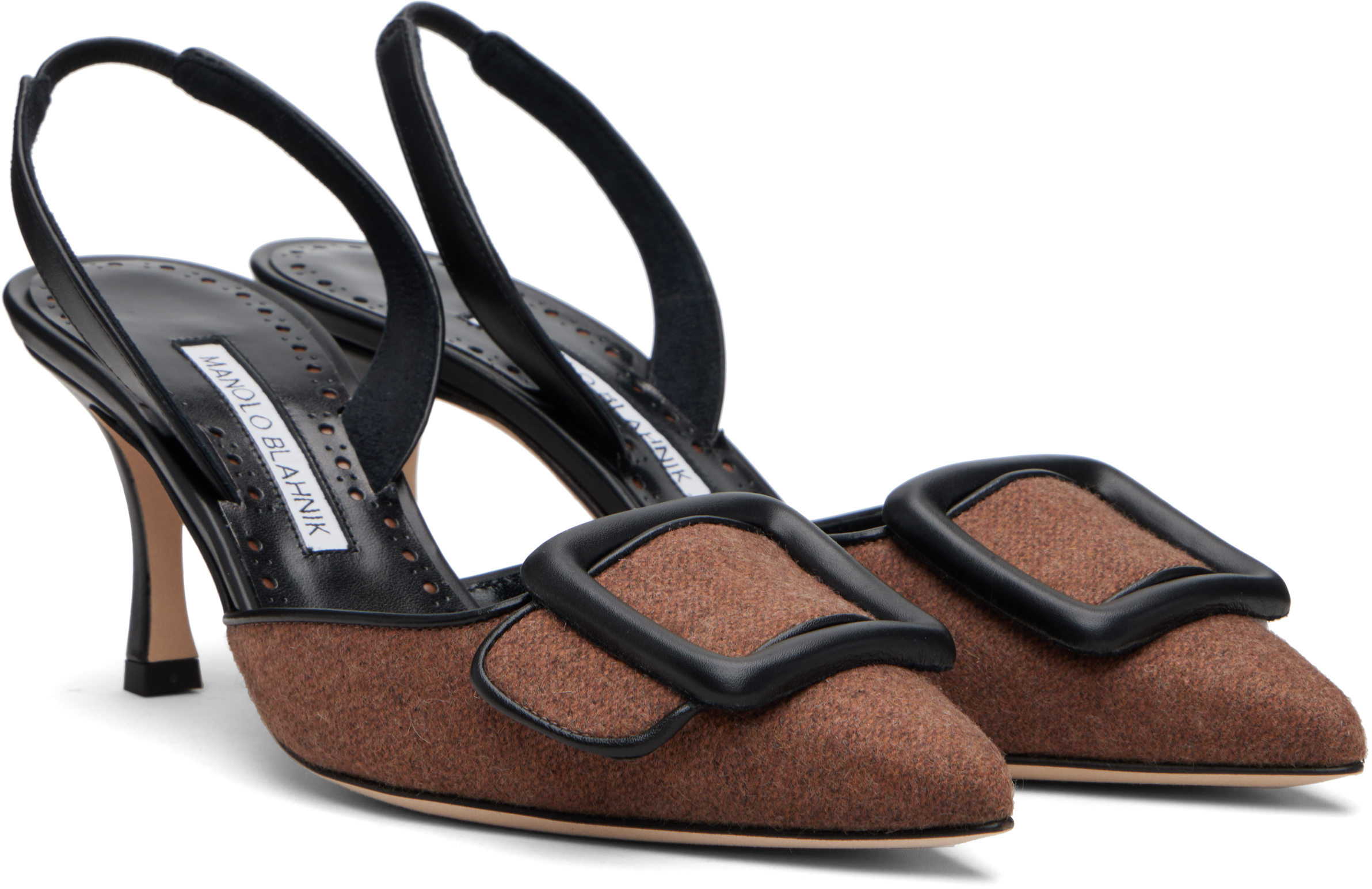 Manolo Blahnik Brown & Black Mayslibi Heels