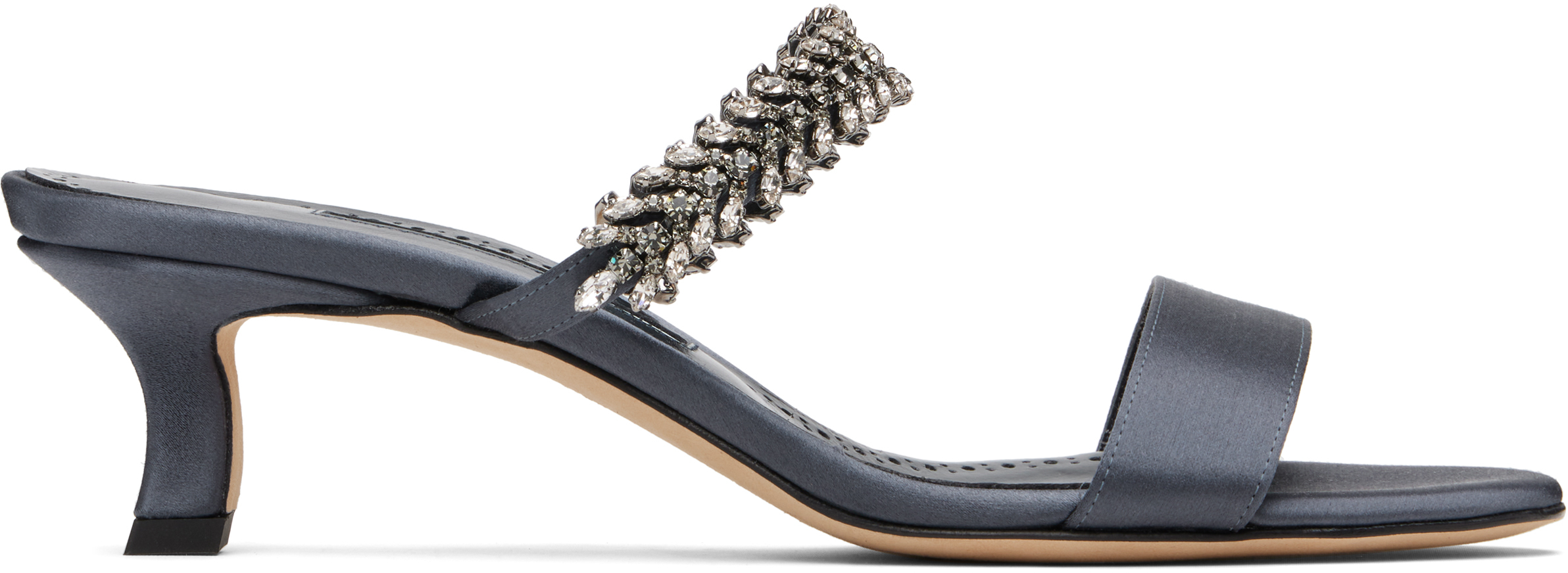 Manolo Blahnik Navy Kifasan Mules In Blue