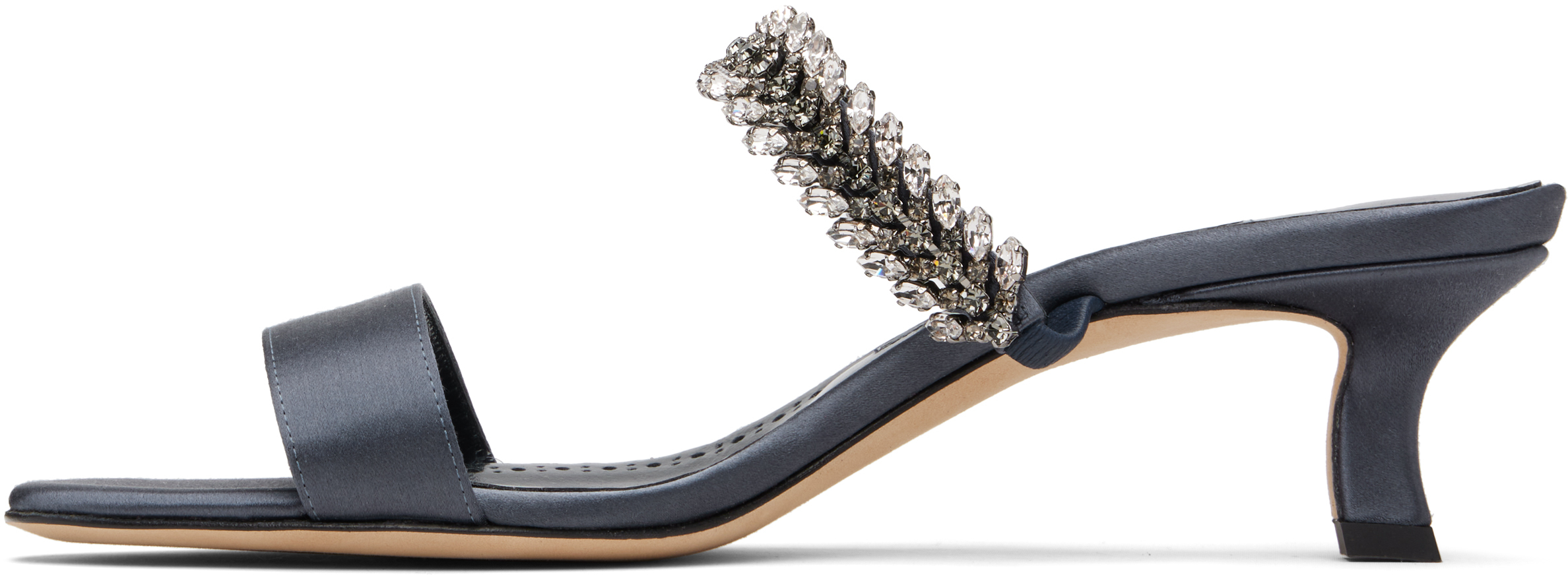 Manolo Blahnik Navy Kifasan Mules In Blue