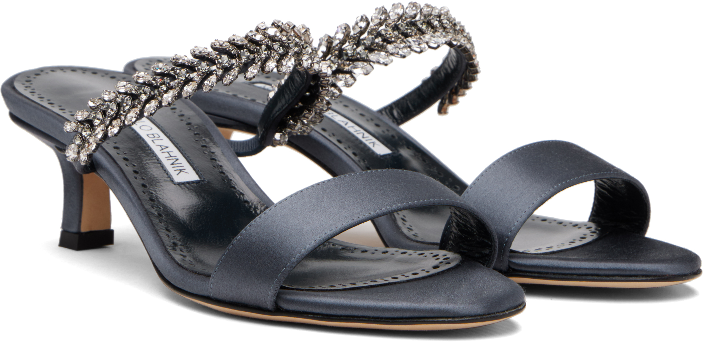 Manolo Blahnik Navy Kifasan Mules In Blue