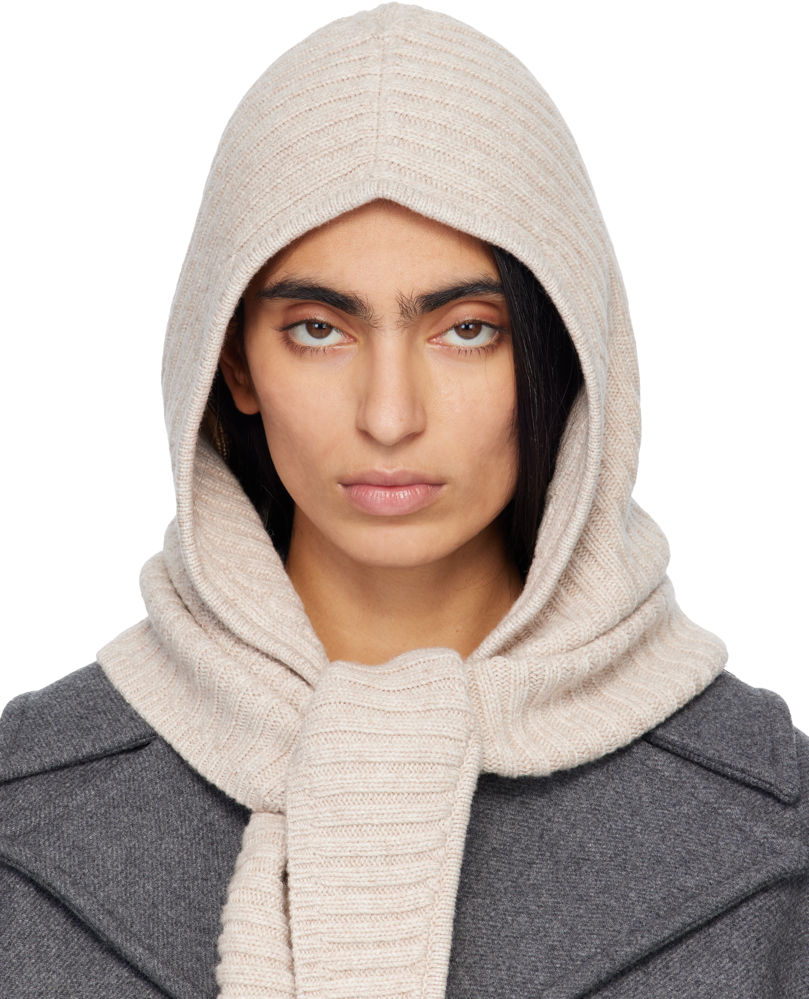 Ganni Beige Wool Mix Balaclava In Sand