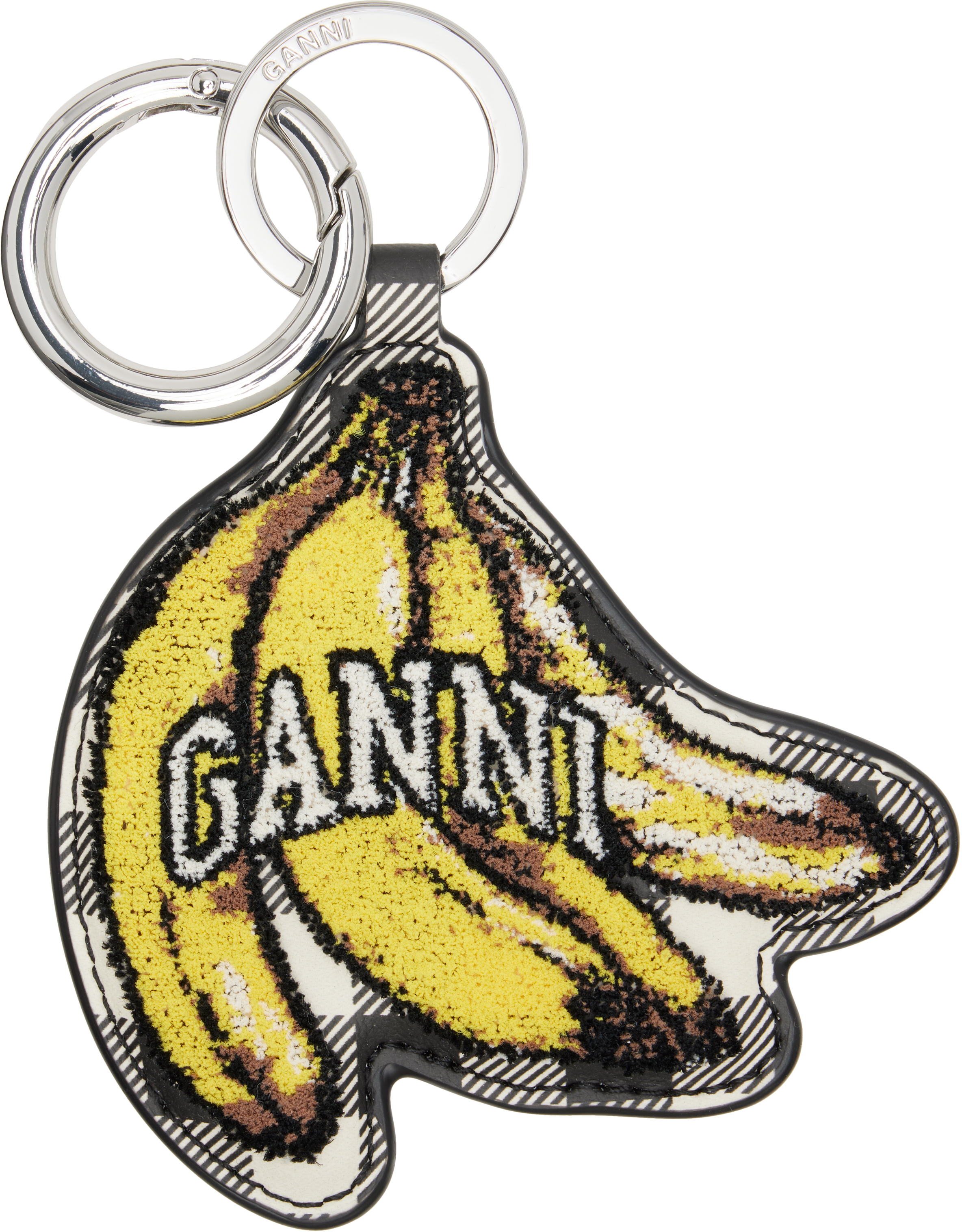 Ganni Black & White Banana Keychain