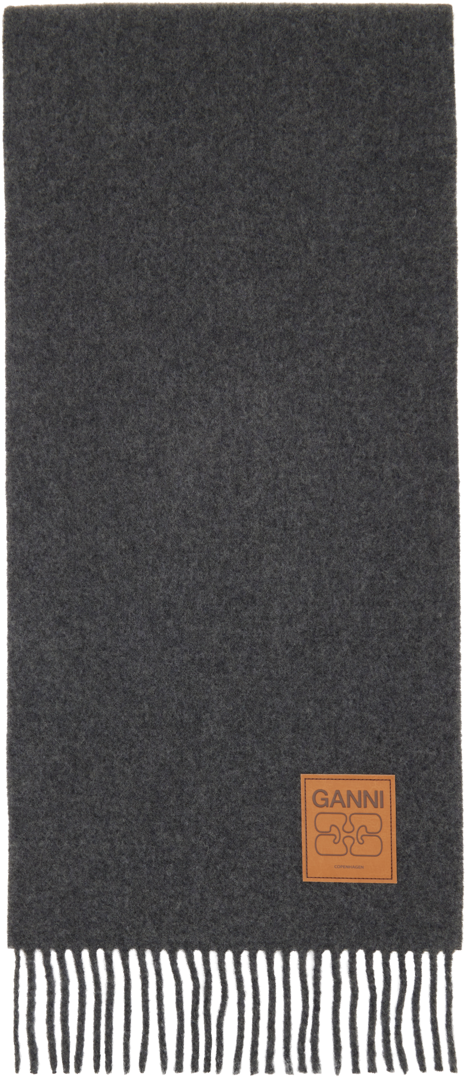 Ganni Gray Wool Scarf