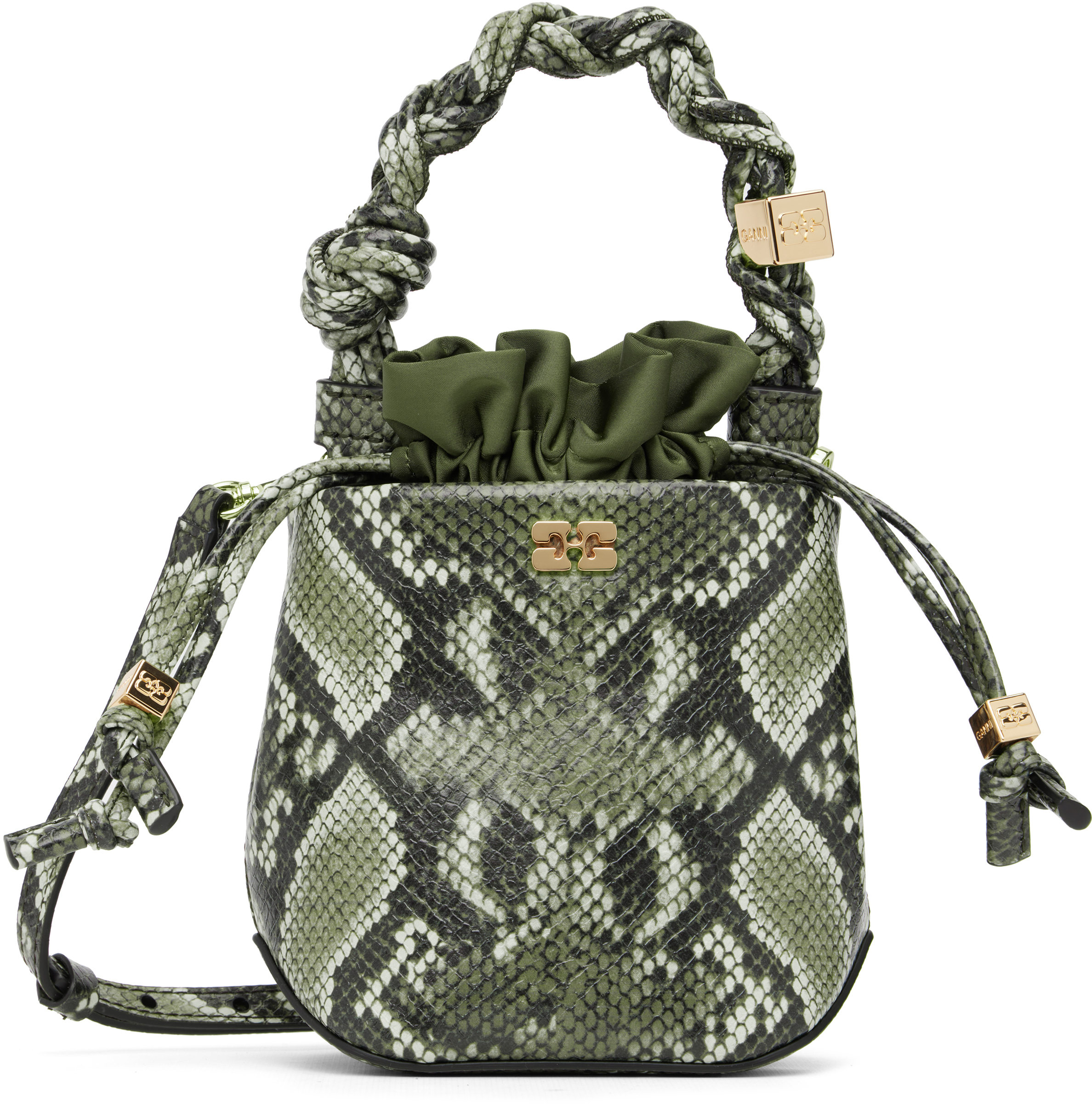 GANNI Khaki Bou Bucke Mini Snake Bag