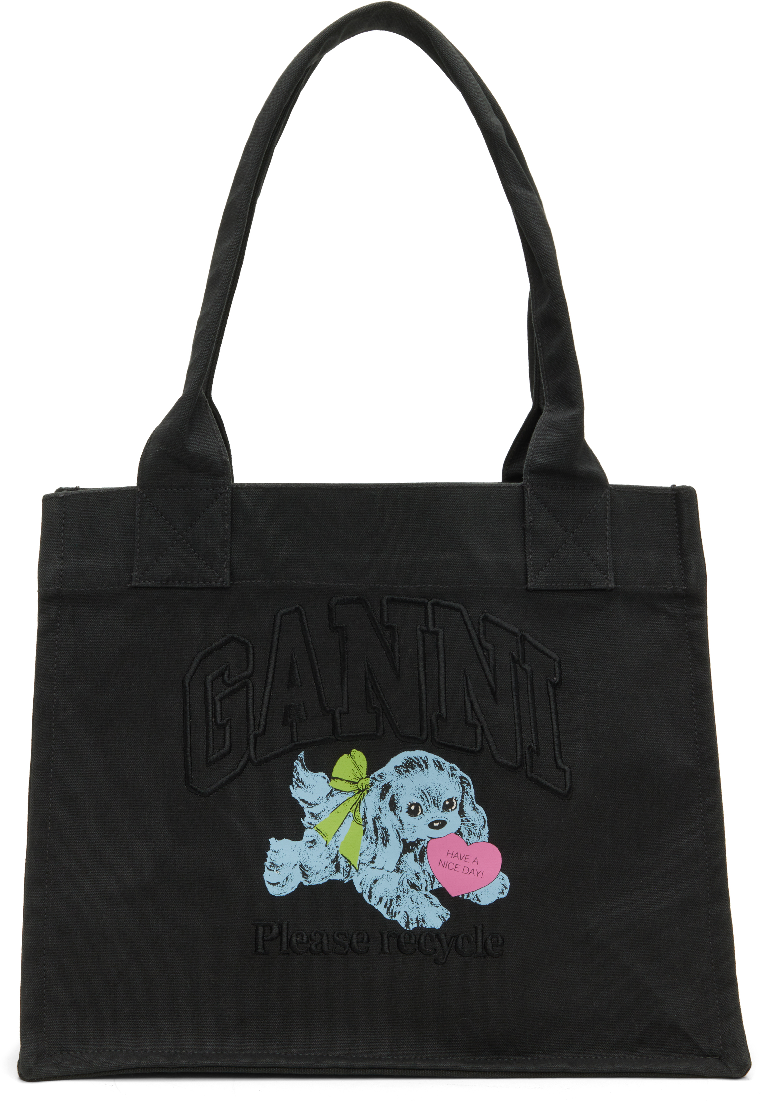 Ganni Black Puppy Large Tote