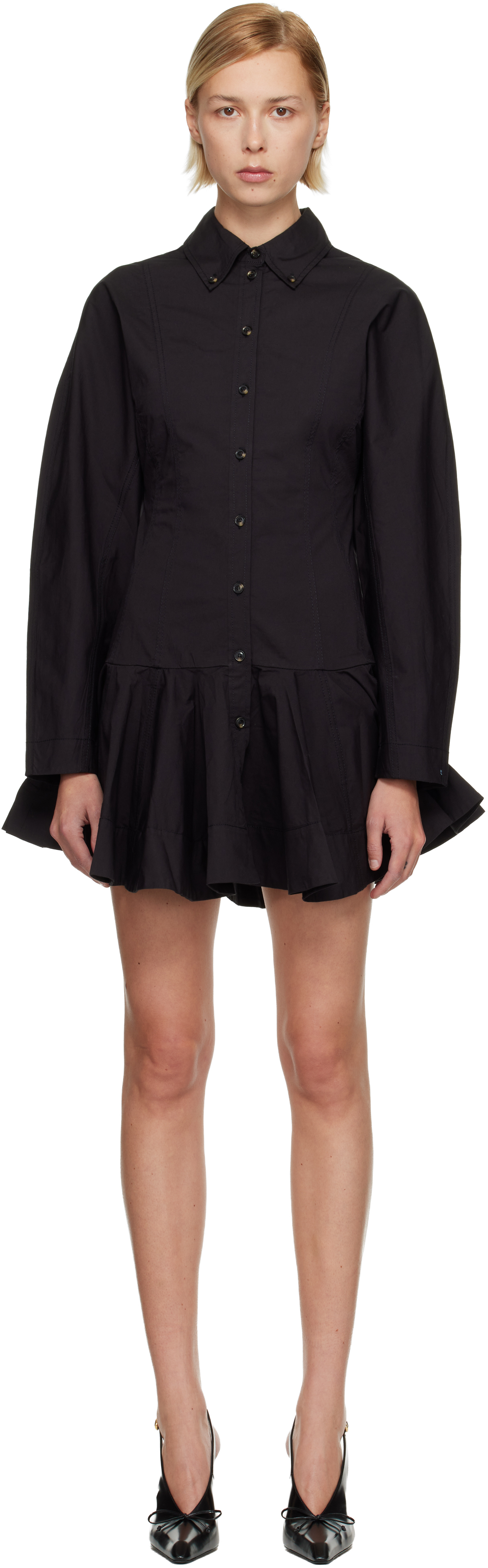 Ganni Black Shirt Minidress