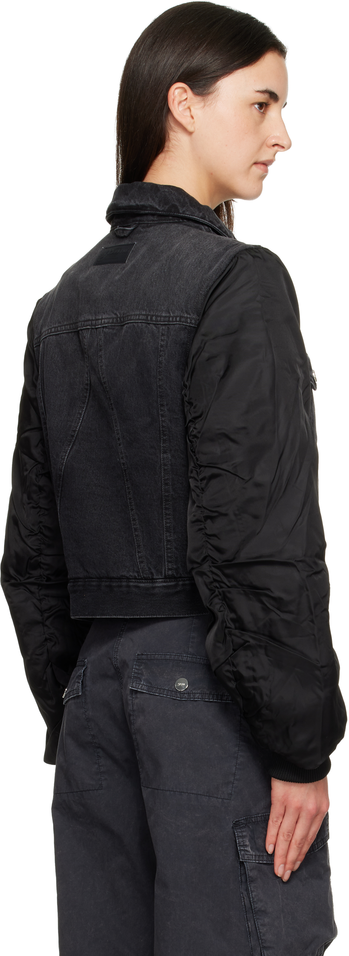 Ganni Black Rigid Denim Jacket In Black