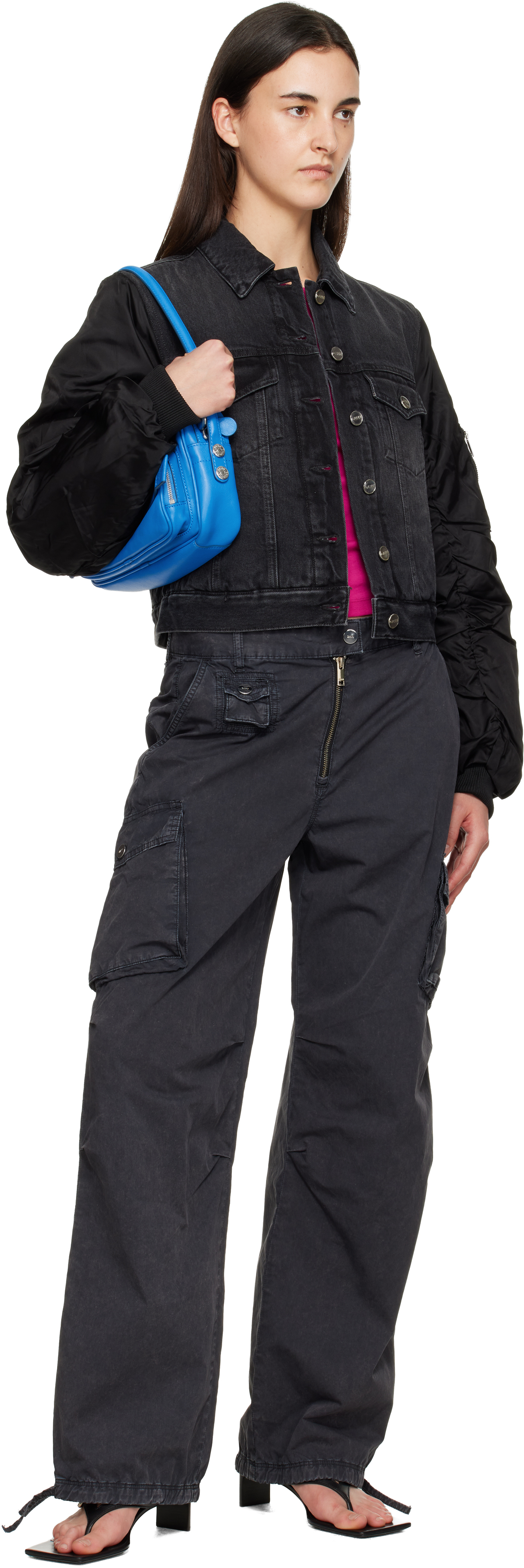 Ganni Black Rigid Denim Jacket In Black