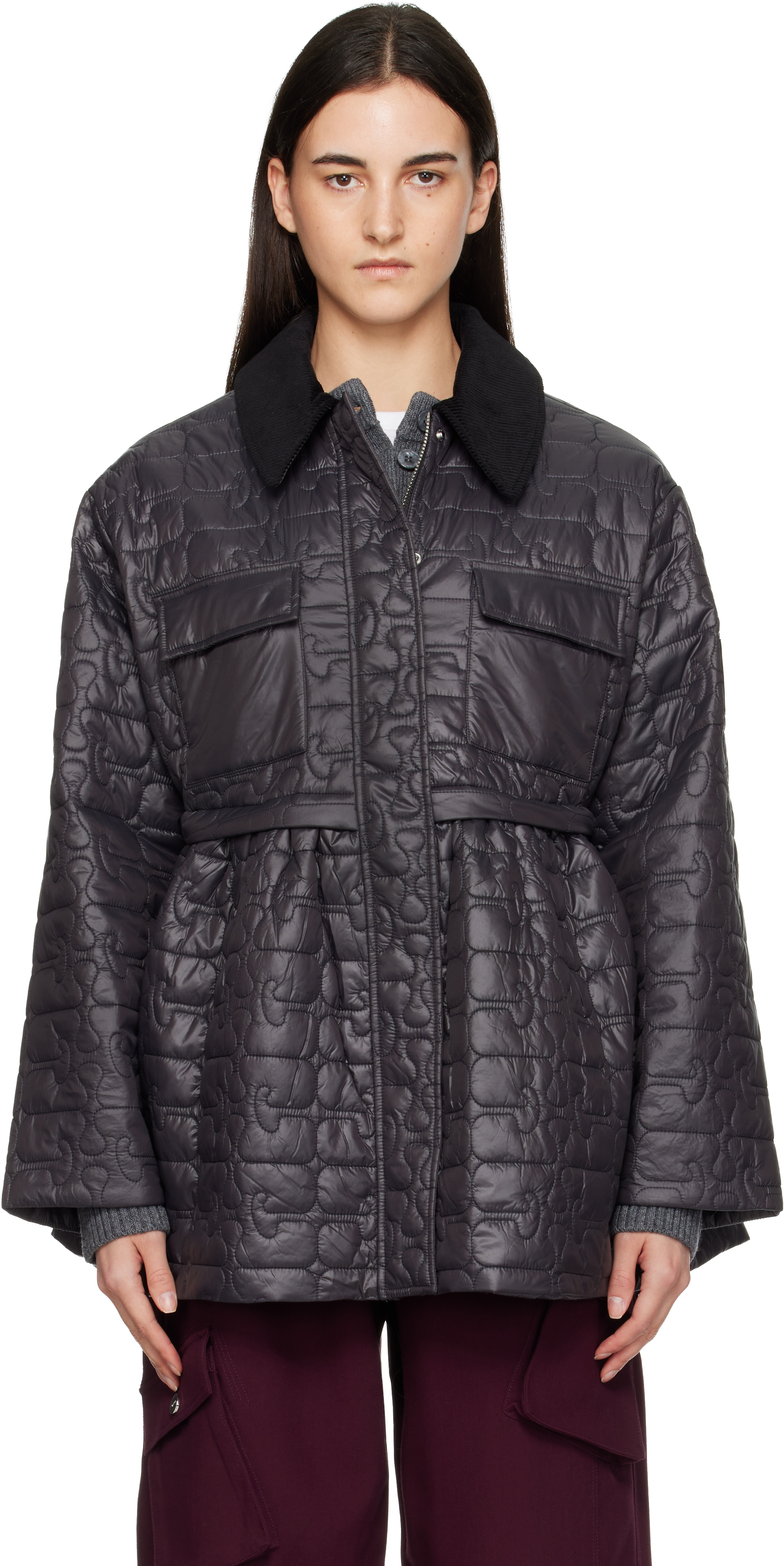 GANNIのブラック Midi キルティングジャケットがセール中