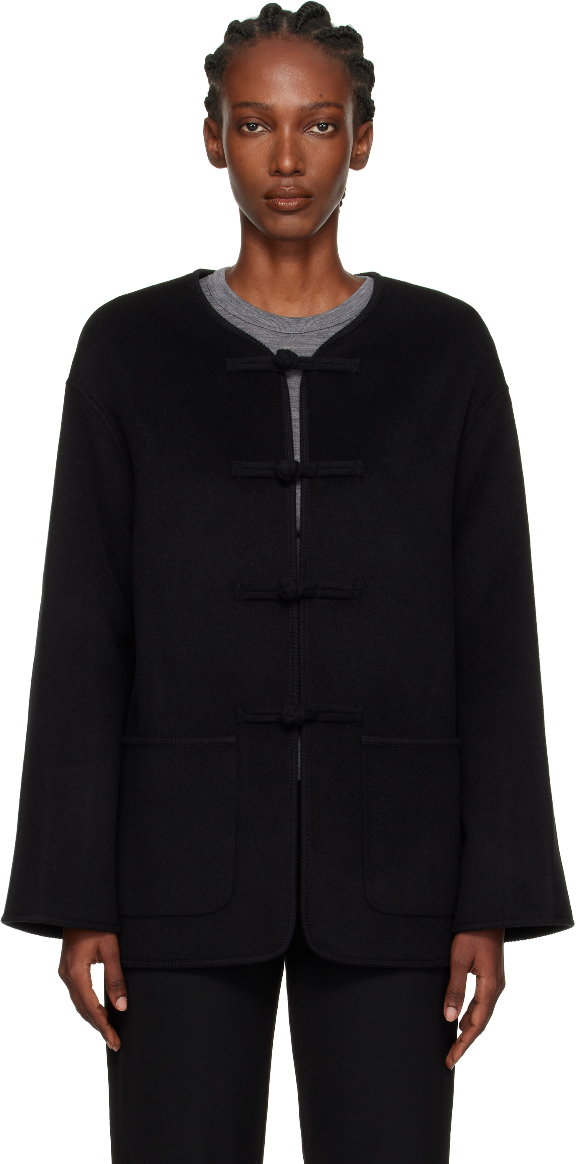 Róhe Black Double-Faced Wool Jacket