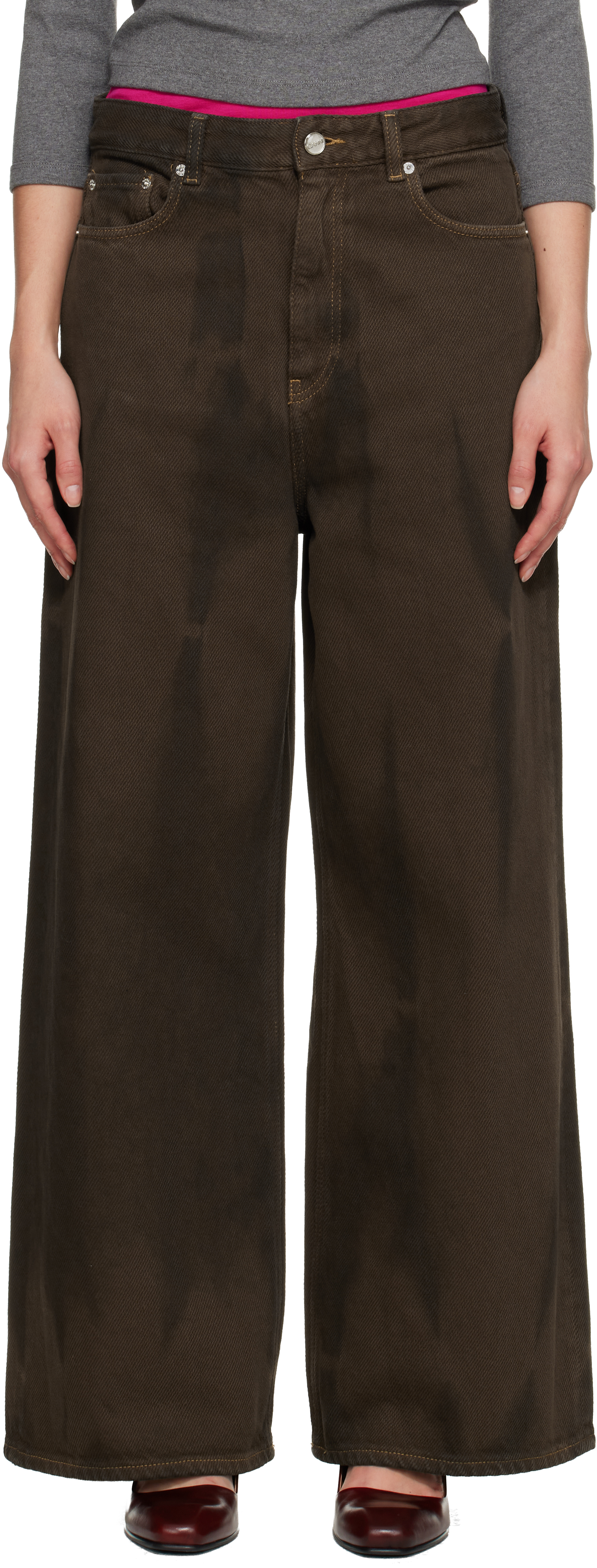 Ganni Brown Baggy Overdyed Jeans