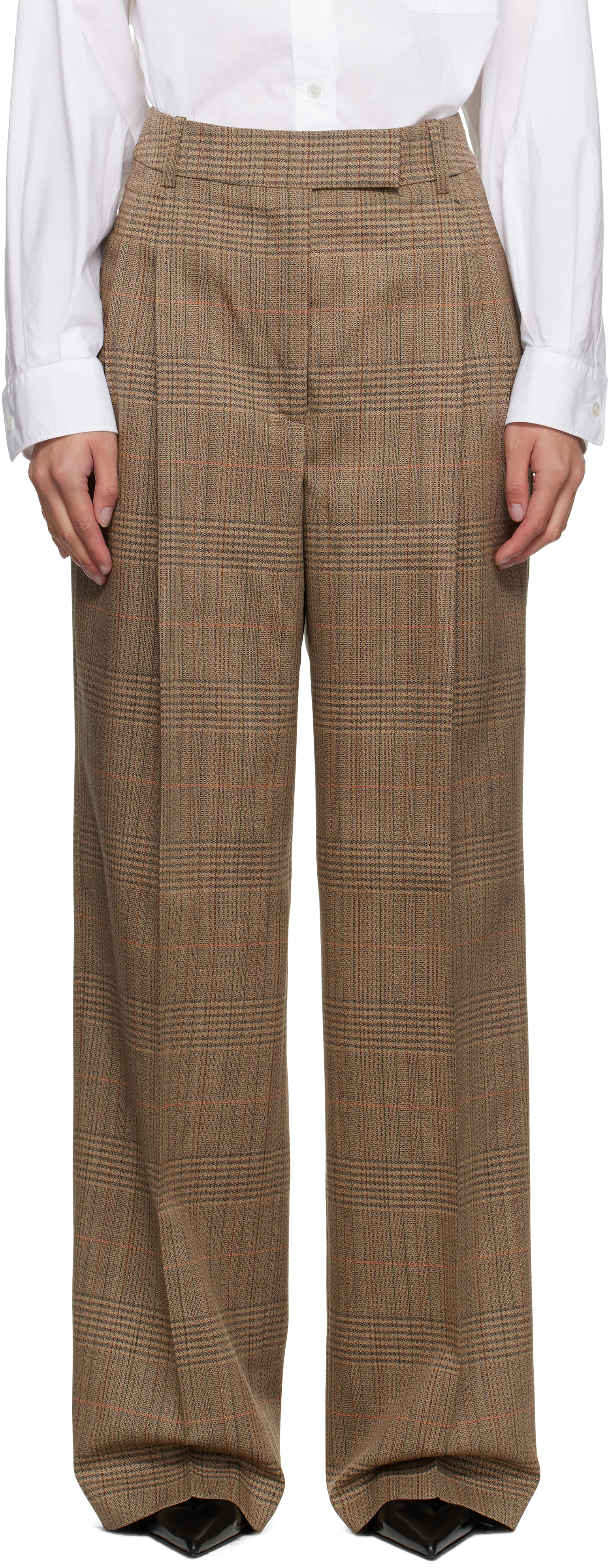 Róhe Beige Mid-Waist Tailored Trousers
