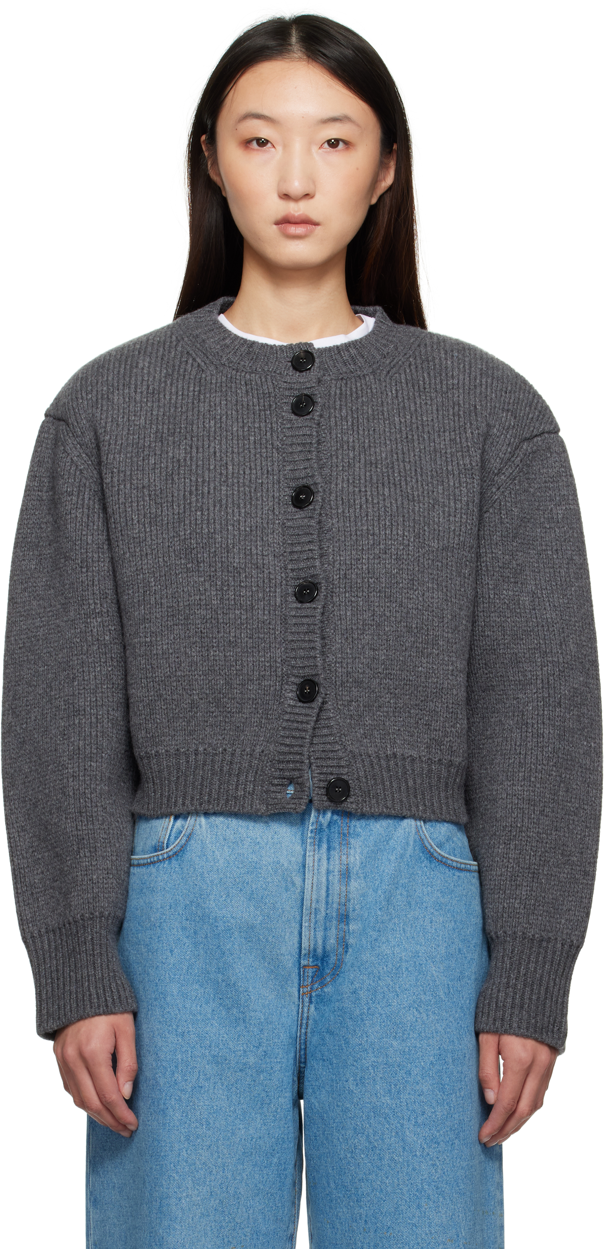 Róhe Gray Statement Shoulder Cardigan