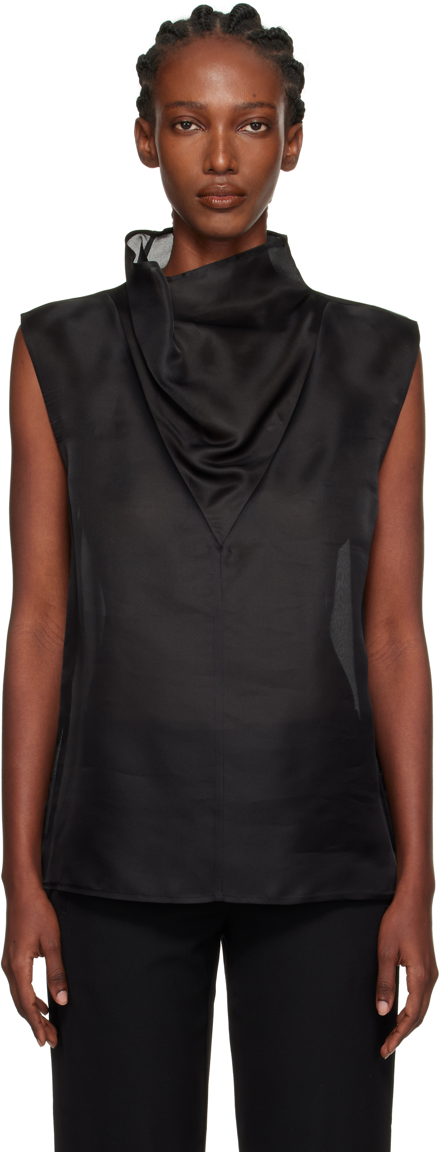 Róhe Black Organza Silk Blouse